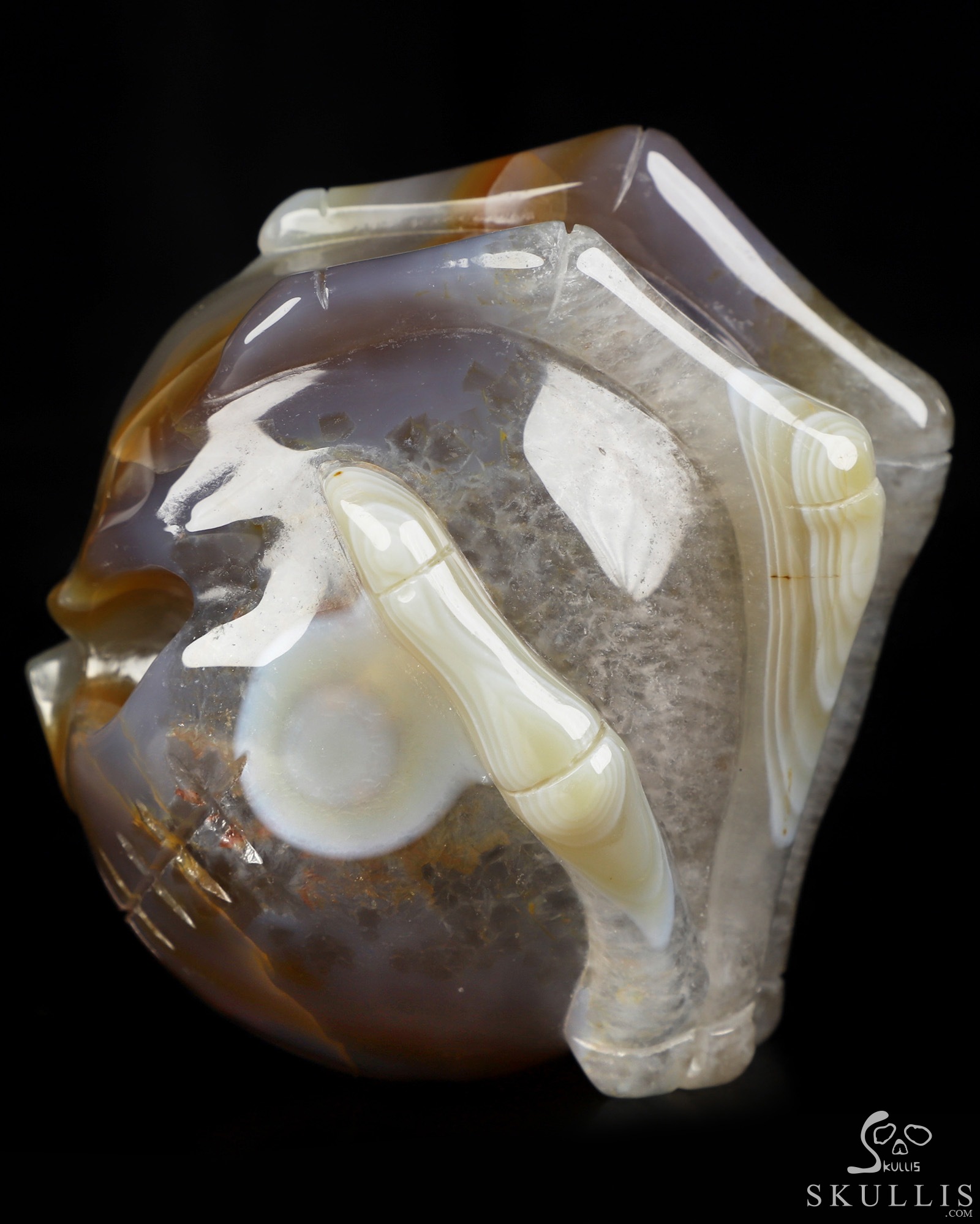 3.1" Premium Brazilian Agate Hand Carved Jack Crystal Skull Sculpture, Crystal Healing 3.1" Premium Brazilian Agate Hand Carved Jack Crystal Skull Sculpture, Crystal Healing