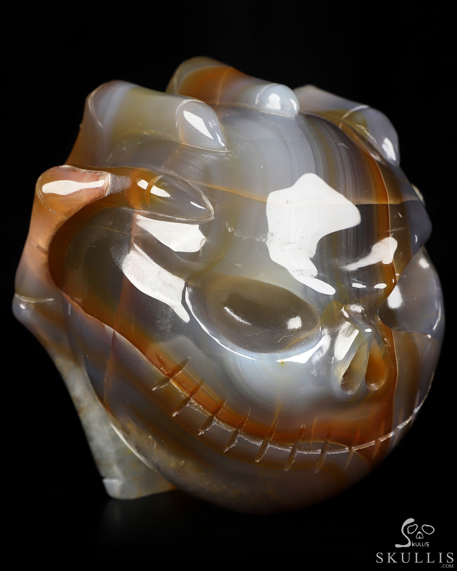 3.1" Premium Brazilian Agate Hand Carved Jack Crystal Skull Sculpture, Crystal Healing 3.1" Premium Brazilian Agate Hand Carved Jack Crystal Skull Sculpture, Crystal Healing