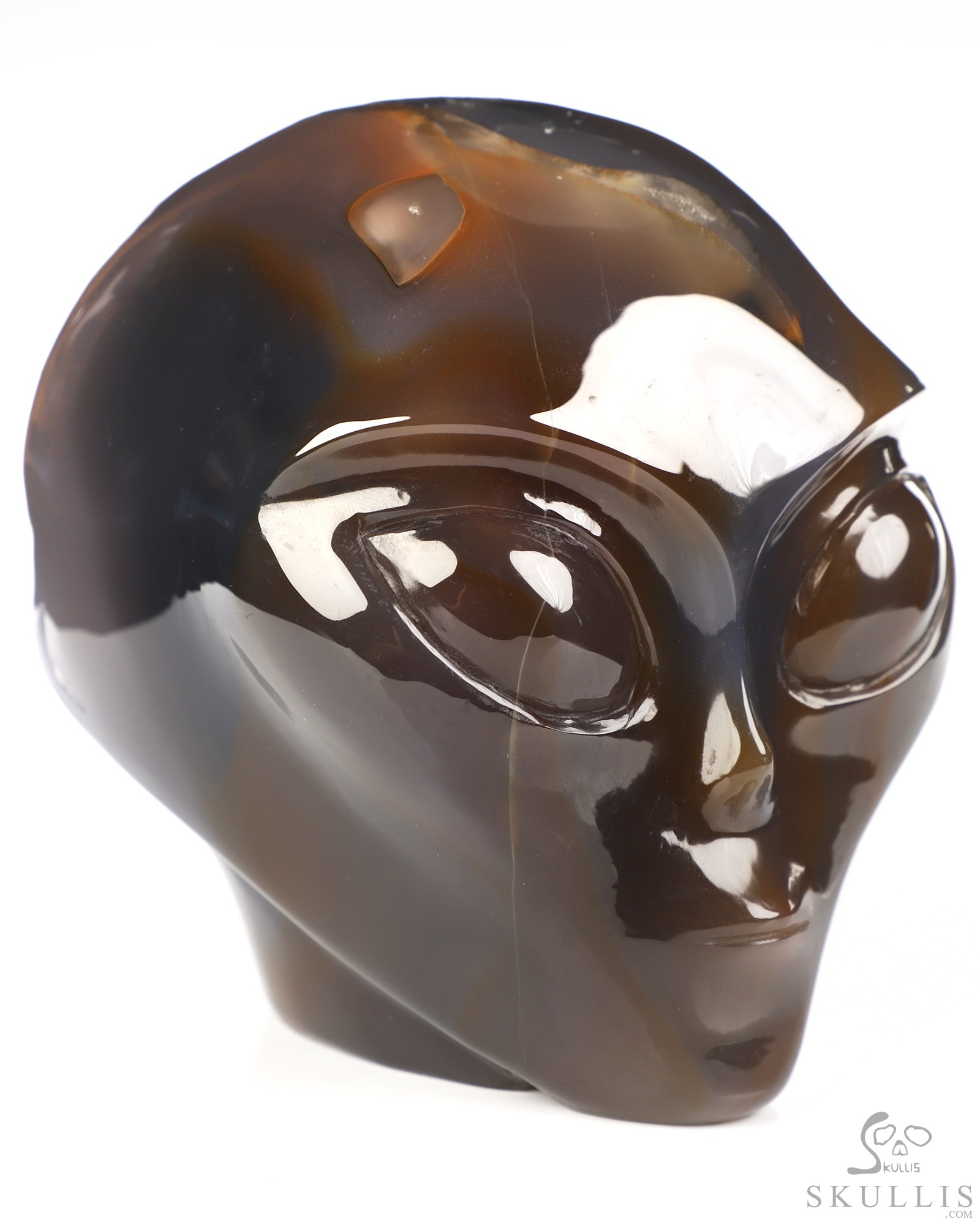 4.0" Premium Brazilian Agate Star Being Female Alien Crystal Skull Companion, Hand Carved Gemstone Fine Art Sculpture, Reiki Healing Stone Statue 4.0" Premium Brazilian Agate Star Being Female Alien Crystal Skull Companion, Hand Carved Gemstone Fine Art Sculpture, Reiki Healing Stone Statue