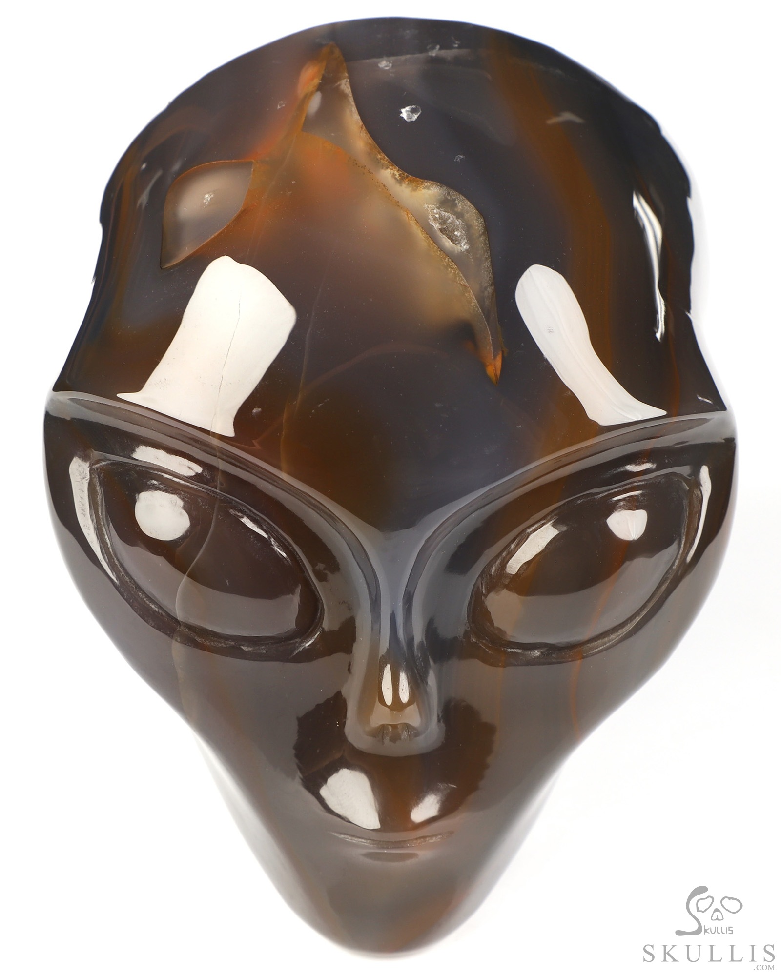 4.0" Premium Brazilian Agate Star Being Female Alien Crystal Skull Companion, Hand Carved Gemstone Fine Art Sculpture, Reiki Healing Stone Statue 4.0" Premium Brazilian Agate Star Being Female Alien Crystal Skull Companion, Hand Carved Gemstone Fine Art Sculpture, Reiki Healing Stone Statue