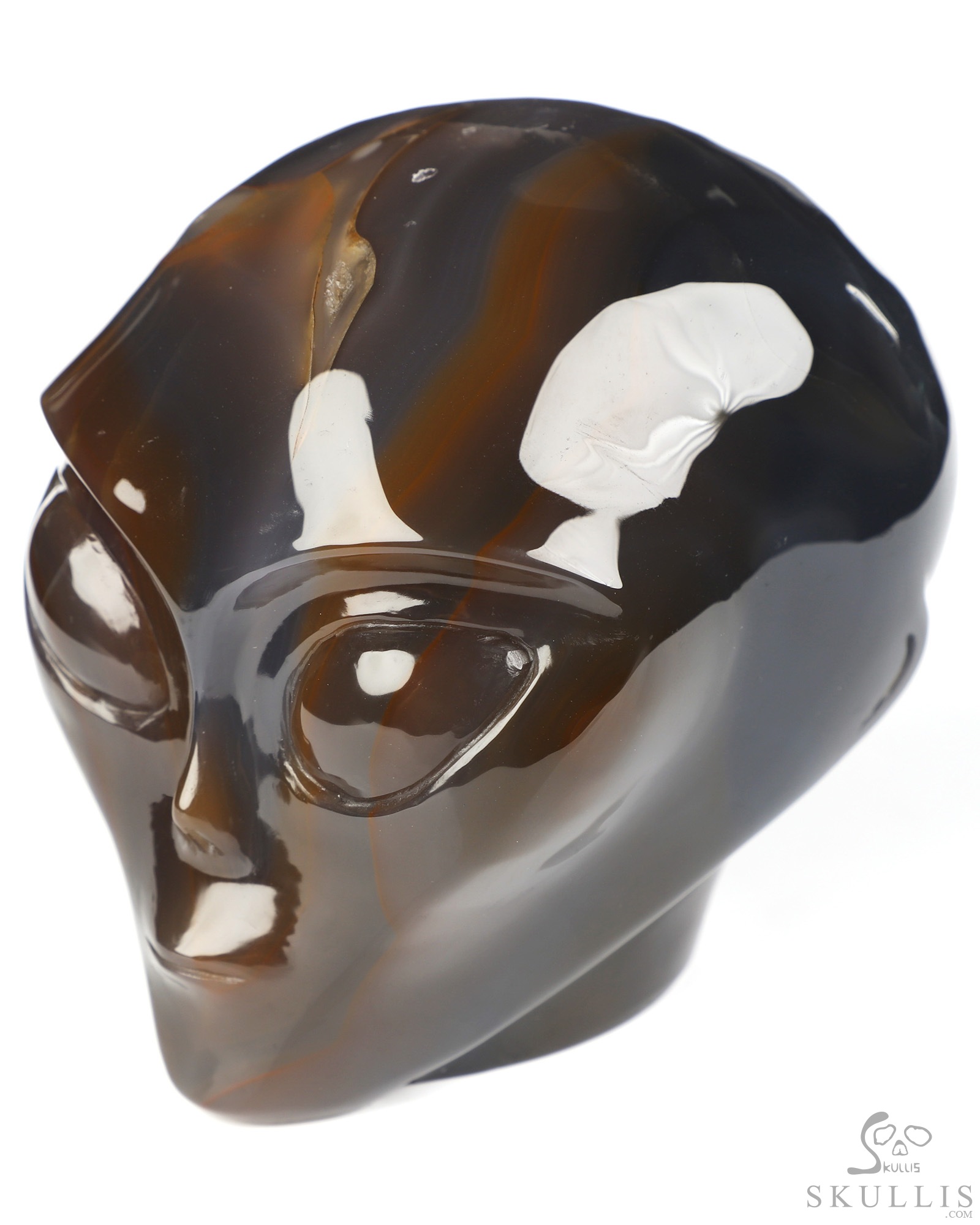 4.0" Premium Brazilian Agate Star Being Female Alien Crystal Skull Companion, Hand Carved Gemstone Fine Art Sculpture, Reiki Healing Stone Statue 4.0" Premium Brazilian Agate Star Being Female Alien Crystal Skull Companion, Hand Carved Gemstone Fine Art Sculpture, Reiki Healing Stone Statue