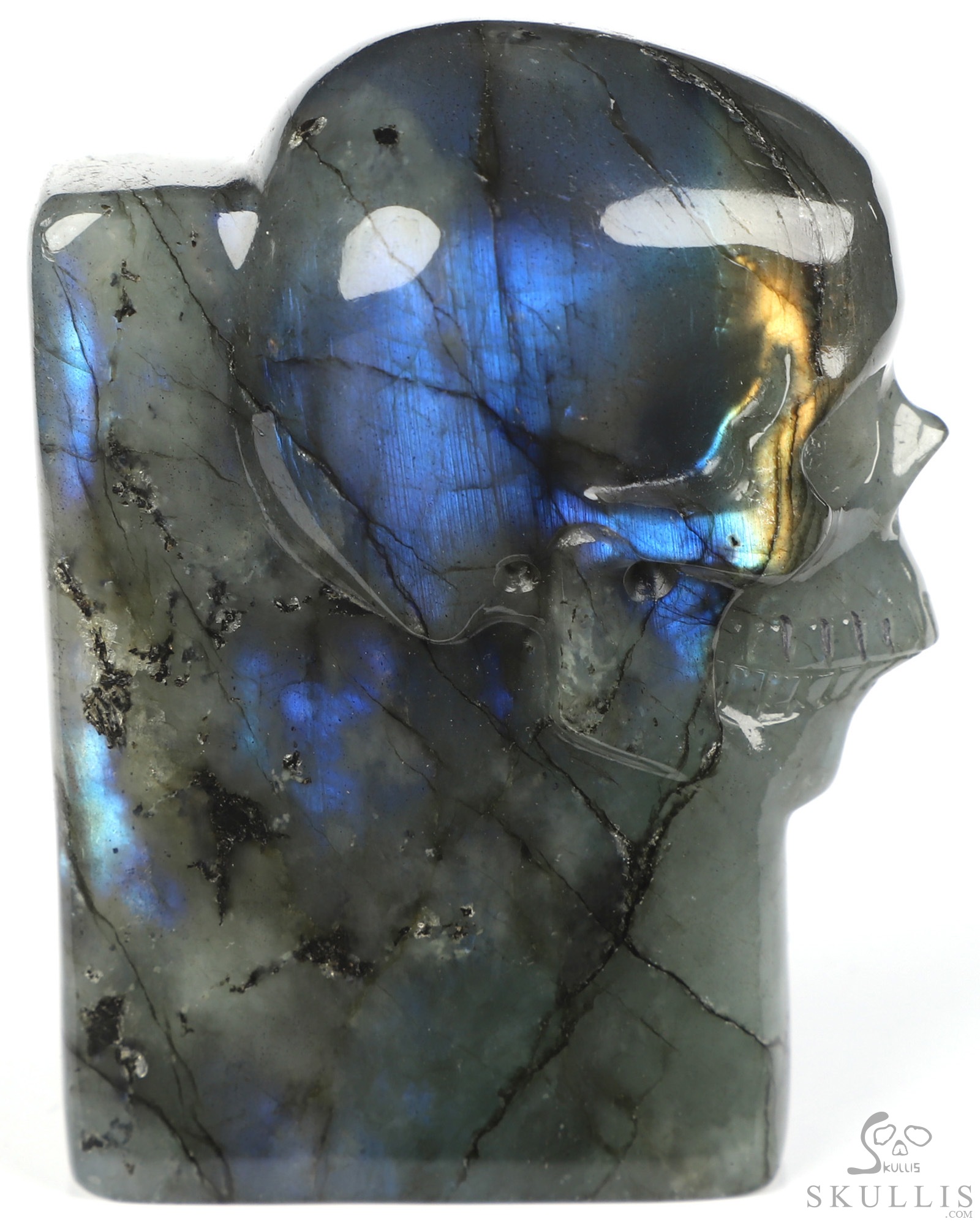 The One Within - 2.5" Labradorite Hand Carved Crystal Skull Pocket / Palm Stone, Portable Gemstone Sculpture, Crystal Healing The One Within - 2.5" Labradorite Hand Carved Crystal Skull Pocket / Palm Stone, Portable Gemstone Sculpture, Crystal Healing