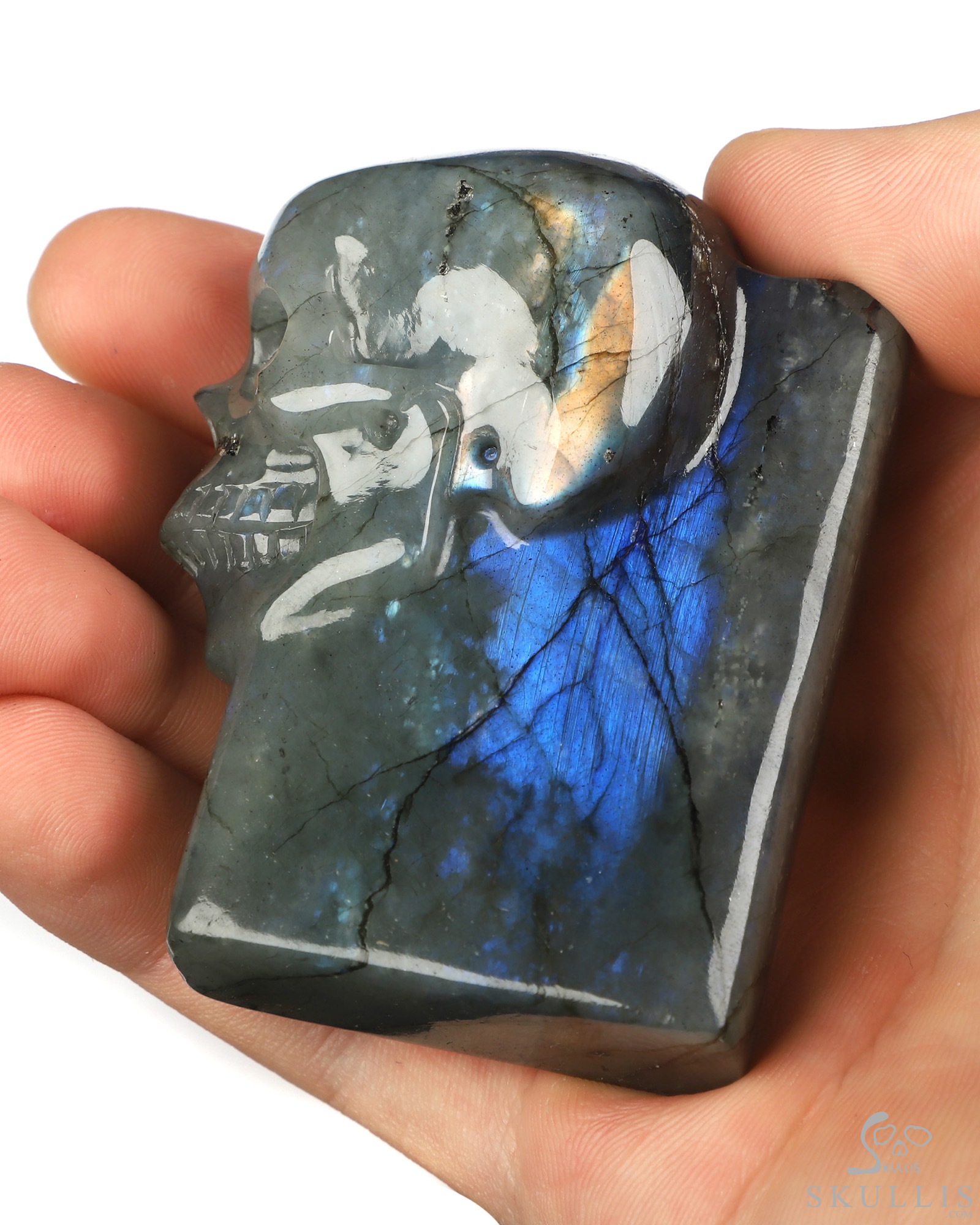 The One Within - 2.5" Labradorite Hand Carved Crystal Skull Pocket / Palm Stone, Portable Gemstone Sculpture, Crystal Healing The One Within - 2.5" Labradorite Hand Carved Crystal Skull Pocket / Palm Stone, Portable Gemstone Sculpture, Crystal Healing