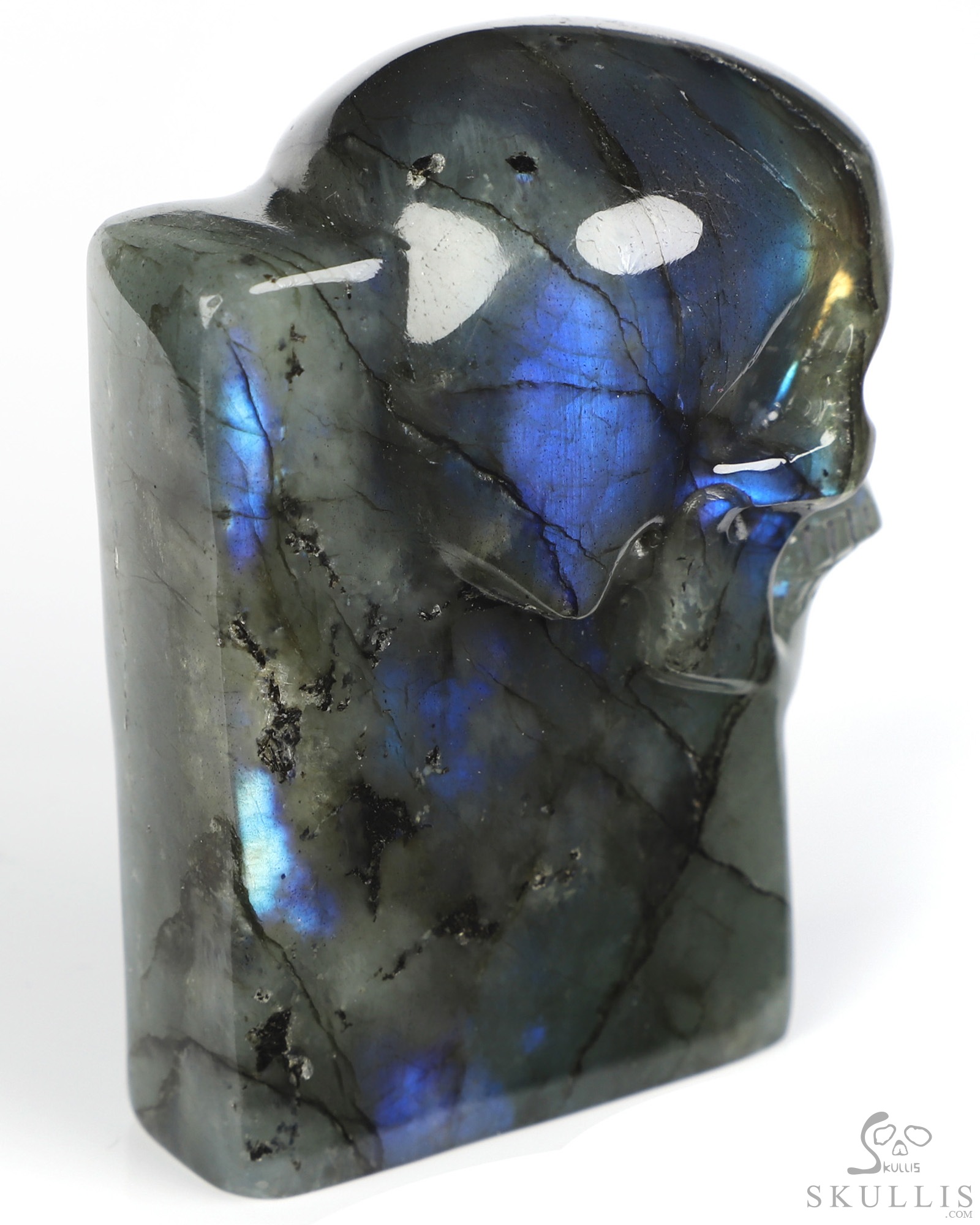 The One Within - 2.5" Labradorite Hand Carved Crystal Skull Pocket / Palm Stone, Portable Gemstone Sculpture, Crystal Healing The One Within - 2.5" Labradorite Hand Carved Crystal Skull Pocket / Palm Stone, Portable Gemstone Sculpture, Crystal Healing