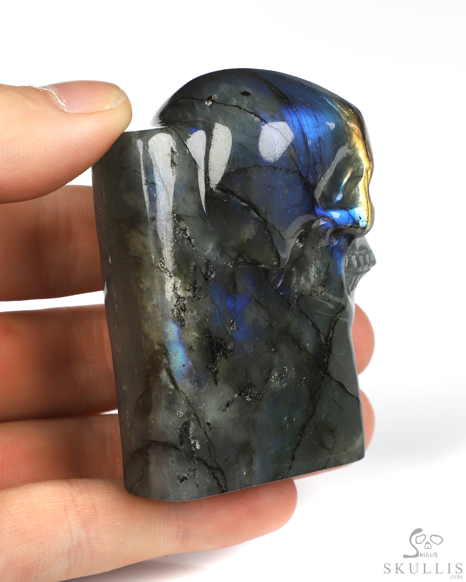 The One Within - 2.5" Labradorite Hand Carved Crystal Skull Pocket / Palm Stone, Portable Gemstone Sculpture, Crystal Healing The One Within - 2.5" Labradorite Hand Carved Crystal Skull Pocket / Palm Stone, Portable Gemstone Sculpture, Crystal Healing