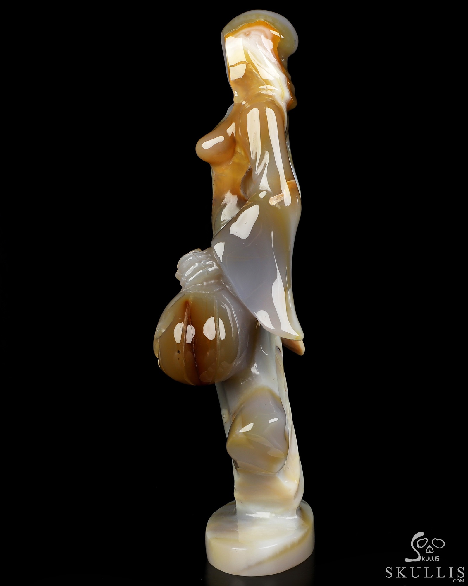 7.9" Premium Brazilian Agate Hand Carved Crystal Reaper with Pumpkin Fine Art Sculpture, Crystal Healing 7.9" Premium Brazilian Agate Hand Carved Crystal Reaper with Pumpkin Fine Art Sculpture, Crystal Healing
