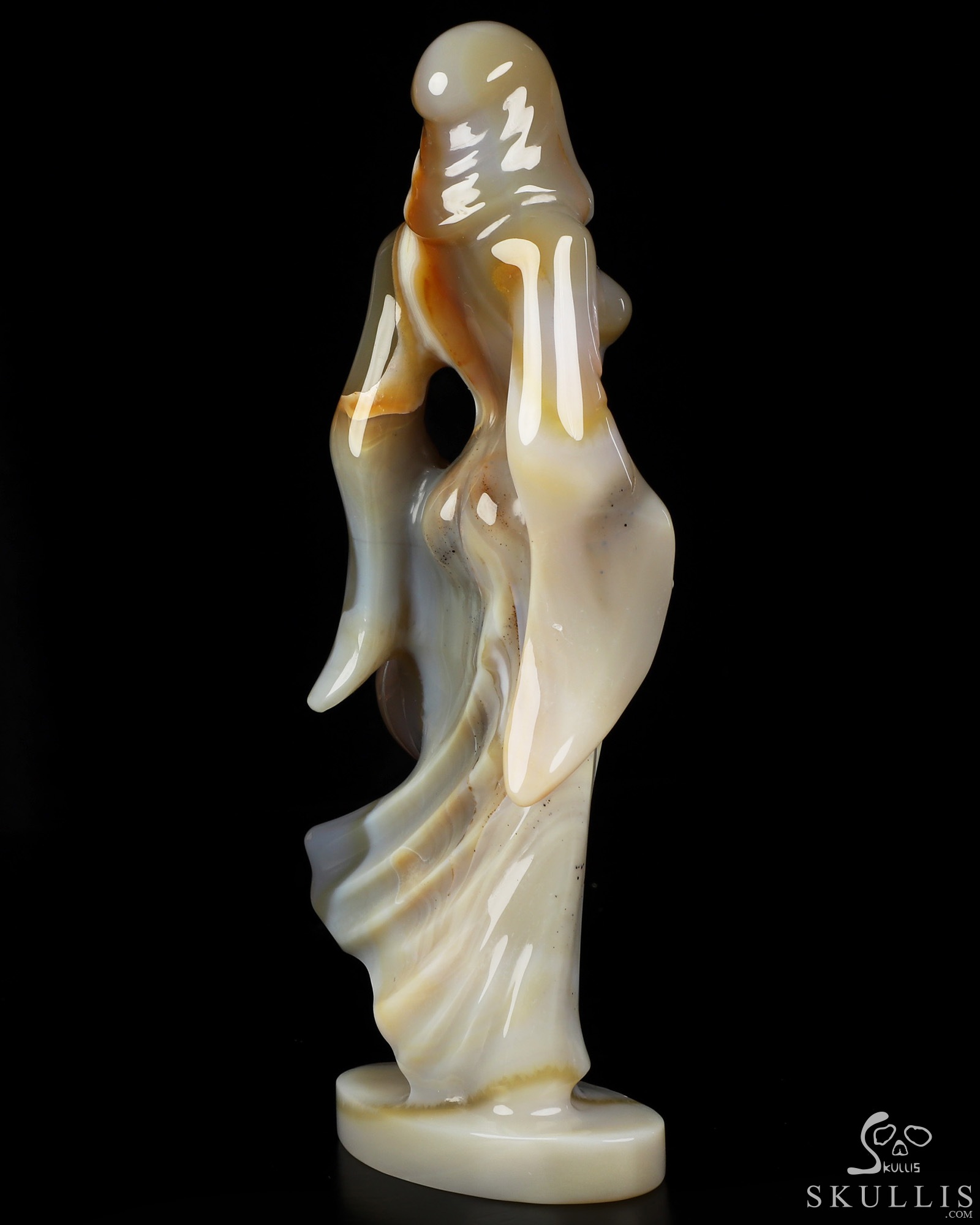 7.9" Premium Brazilian Agate Hand Carved Crystal Reaper with Pumpkin Fine Art Sculpture, Crystal Healing 7.9" Premium Brazilian Agate Hand Carved Crystal Reaper with Pumpkin Fine Art Sculpture, Crystal Healing