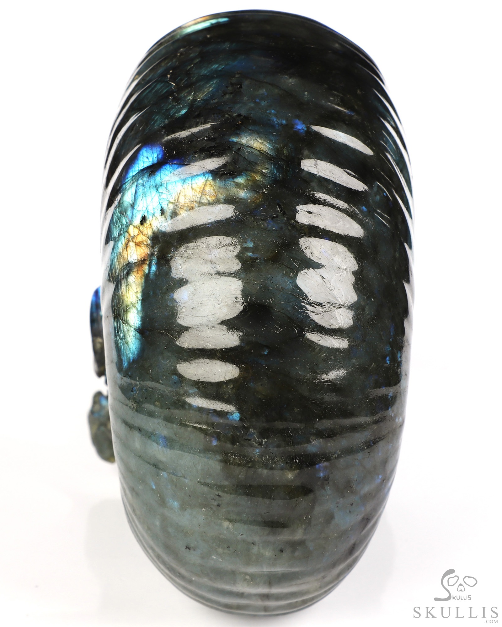 5.6" Labradorite Hand Carved Nautiloid Cthulhu Crystal Skull Sculpture, Crystal Healing 5.6" Labradorite Hand Carved Nautiloid Cthulhu Crystal Skull Sculpture, Crystal Healing