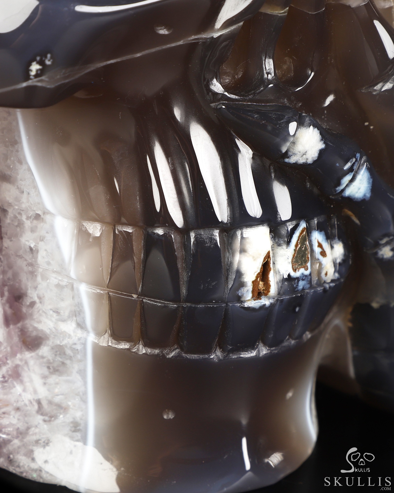 8.0" Agate Amethyst Geode Hand Carved Crystal Skull Mask Fine Art Sculpture, Crystal Healing 8.0" Agate Amethyst Geode Hand Carved Crystal Skull Mask Fine Art Sculpture, Crystal Healing