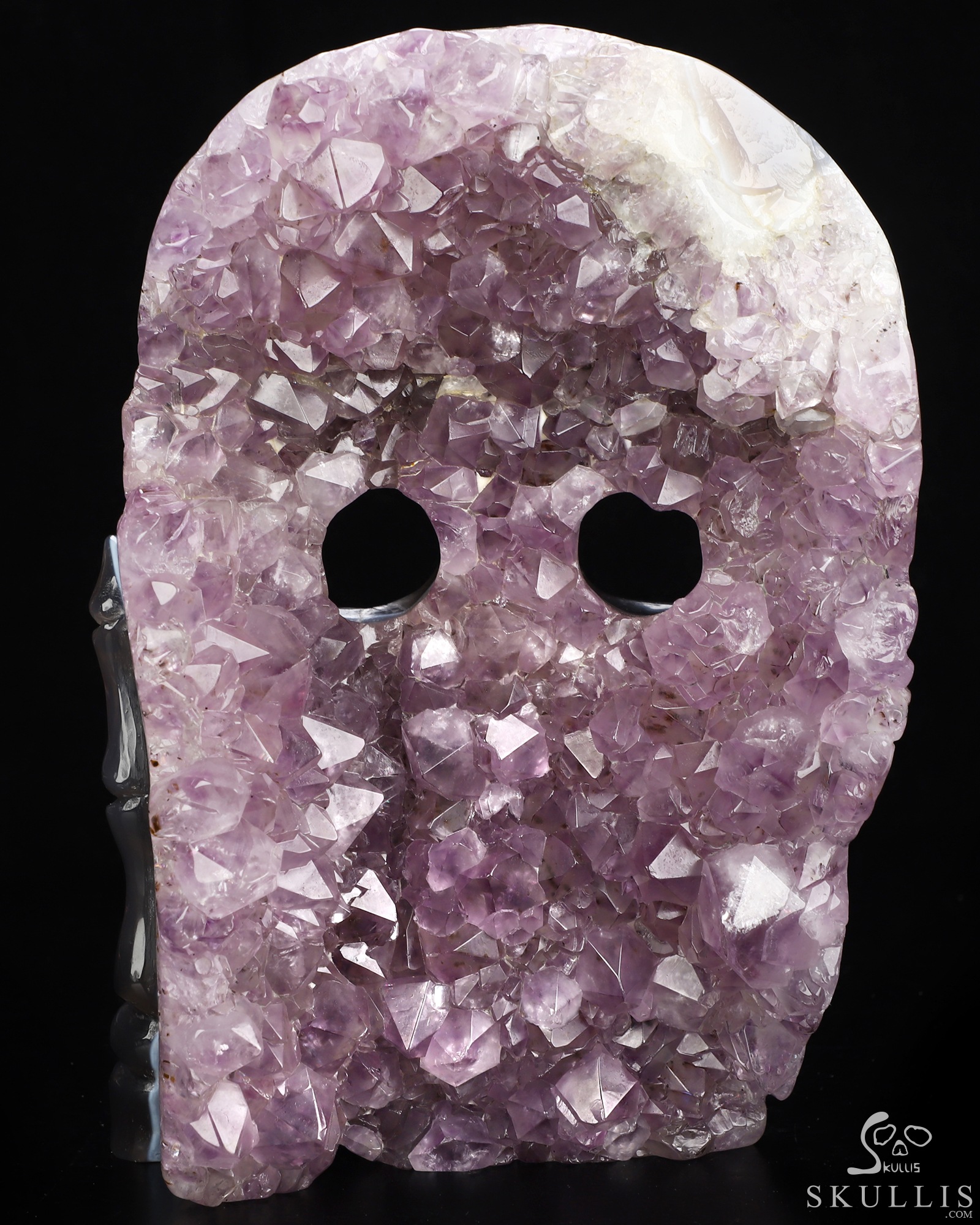 8.0" Agate Amethyst Geode Hand Carved Crystal Skull Mask Fine Art Sculpture, Crystal Healing 8.0" Agate Amethyst Geode Hand Carved Crystal Skull Mask Fine Art Sculpture, Crystal Healing
