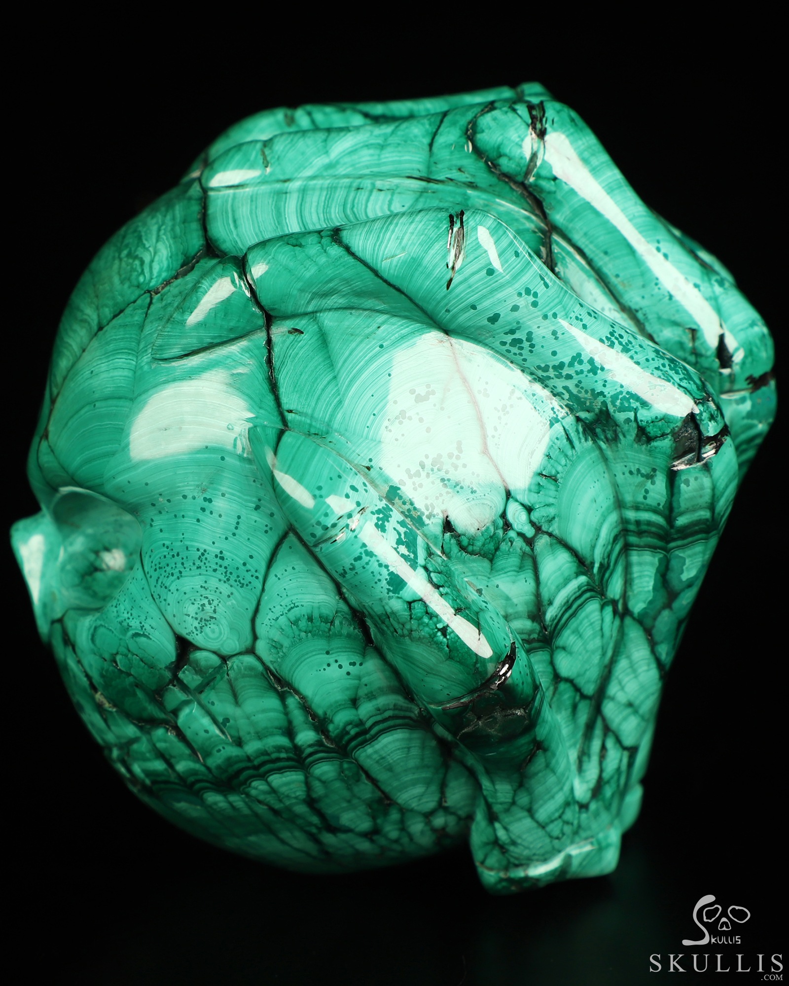 Gemstone 3.0" Malachite Hand Carved Jack Crystal Skull Sculpture, Crystal Healing Gemstone 3.0" Malachite Hand Carved Jack Crystal Skull Sculpture, Crystal Healing