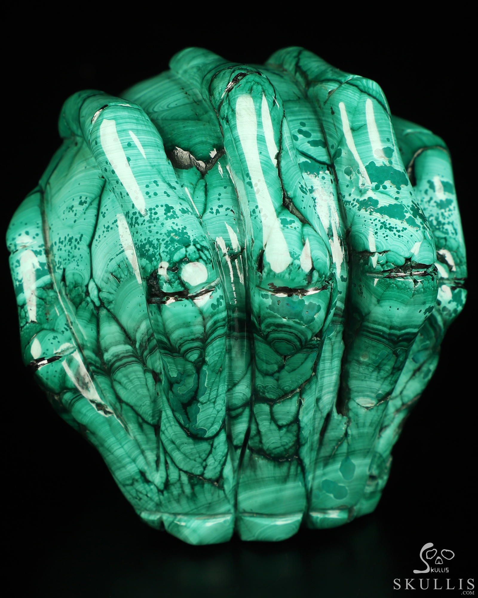 Gemstone 3.0" Malachite Hand Carved Jack Crystal Skull Sculpture, Crystal Healing Gemstone 3.0" Malachite Hand Carved Jack Crystal Skull Sculpture, Crystal Healing