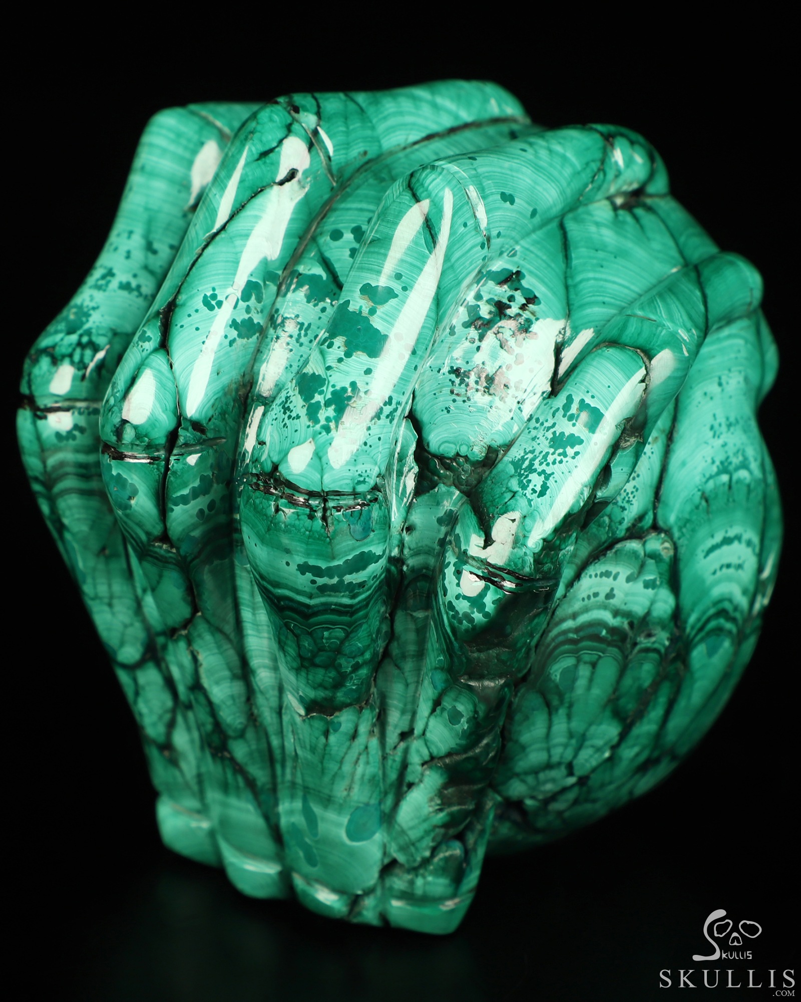 Gemstone 3.0" Malachite Hand Carved Jack Crystal Skull Sculpture, Crystal Healing Gemstone 3.0" Malachite Hand Carved Jack Crystal Skull Sculpture, Crystal Healing