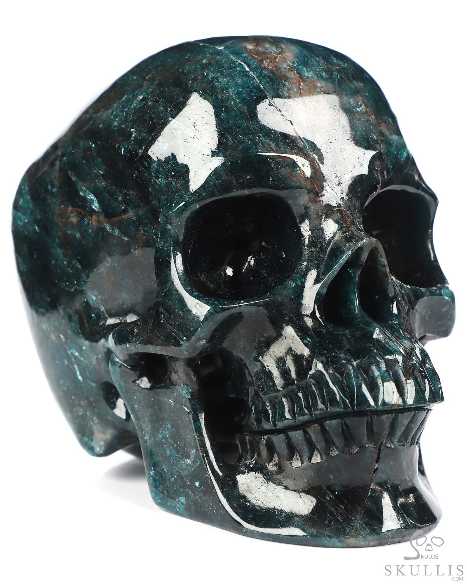 5.4" Blue Apatite Hand Carved Crystal Skull, Super Realistic, Crystal Healing 5.4" Blue Apatite Hand Carved Crystal Skull, Super Realistic, Crystal Healing