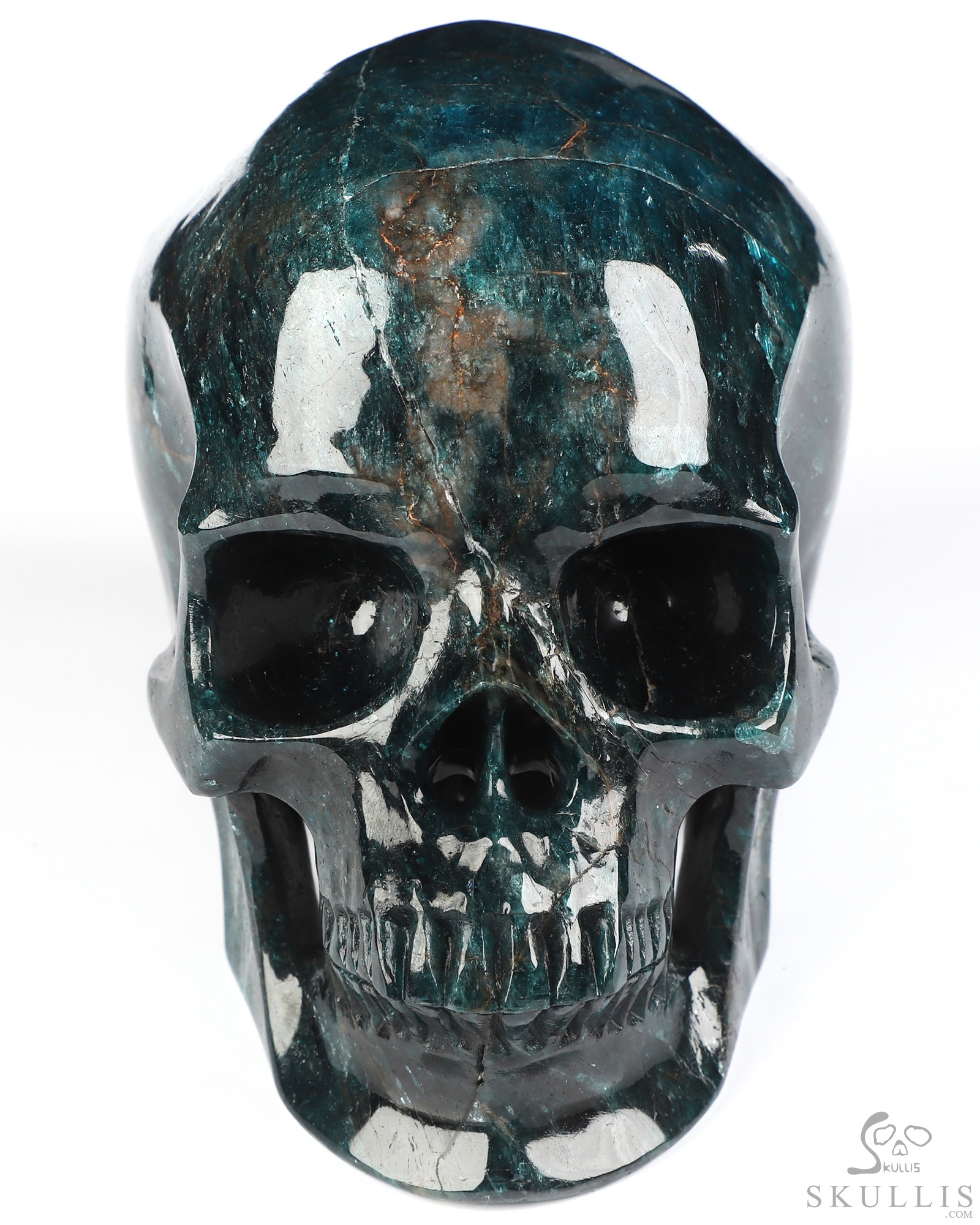 5.4" Blue Apatite Hand Carved Crystal Skull, Super Realistic, Crystal Healing 5.4" Blue Apatite Hand Carved Crystal Skull, Super Realistic, Crystal Healing