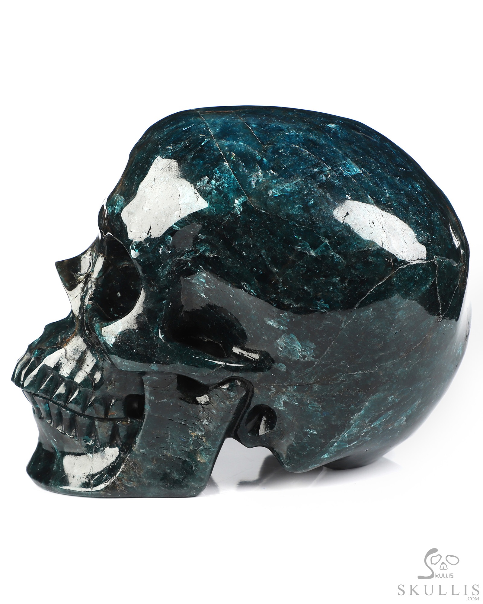5.4" Blue Apatite Hand Carved Crystal Skull, Super Realistic, Crystal Healing 5.4" Blue Apatite Hand Carved Crystal Skull, Super Realistic, Crystal Healing