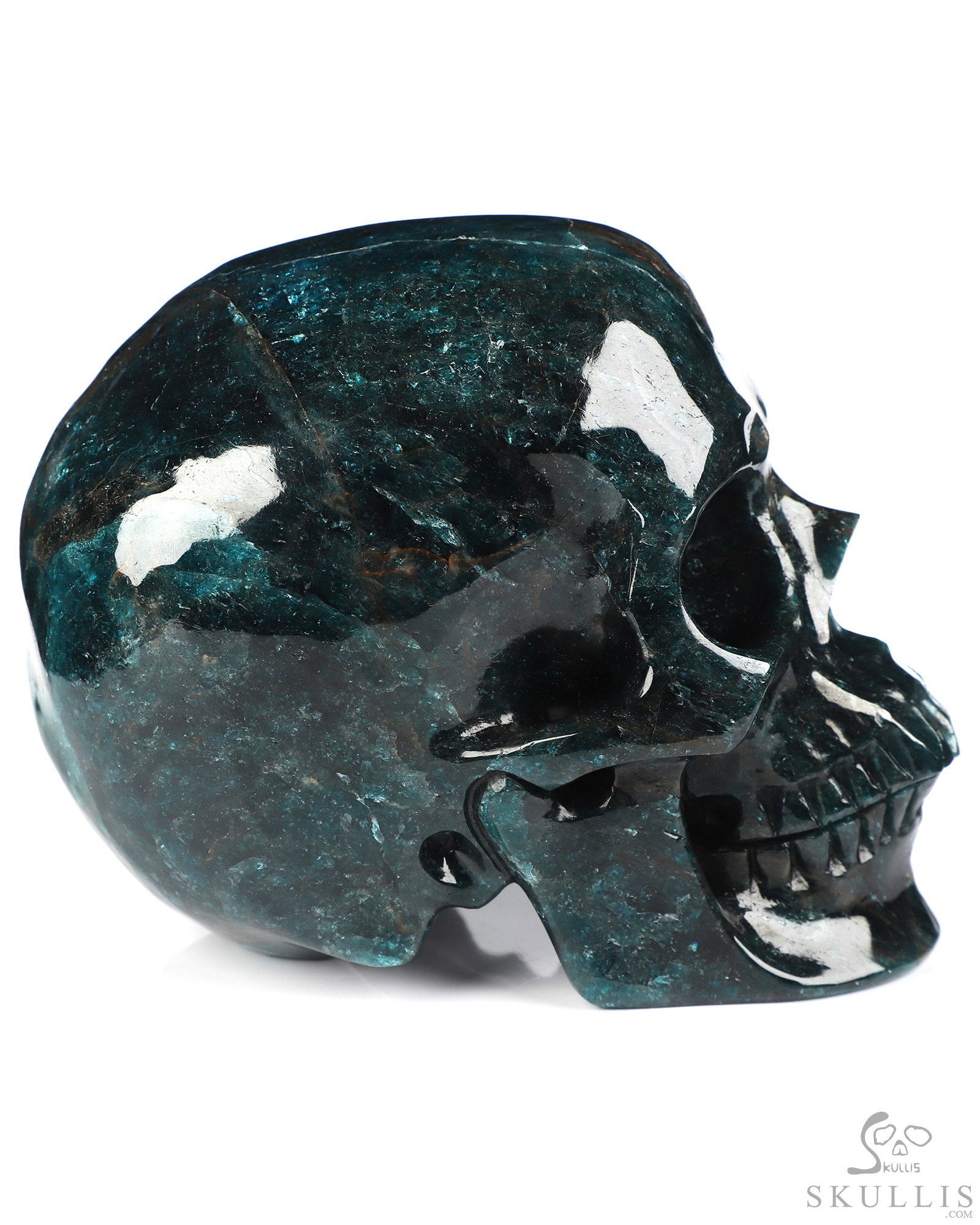 5.4" Blue Apatite Hand Carved Crystal Skull, Super Realistic, Crystal Healing 5.4" Blue Apatite Hand Carved Crystal Skull, Super Realistic, Crystal Healing