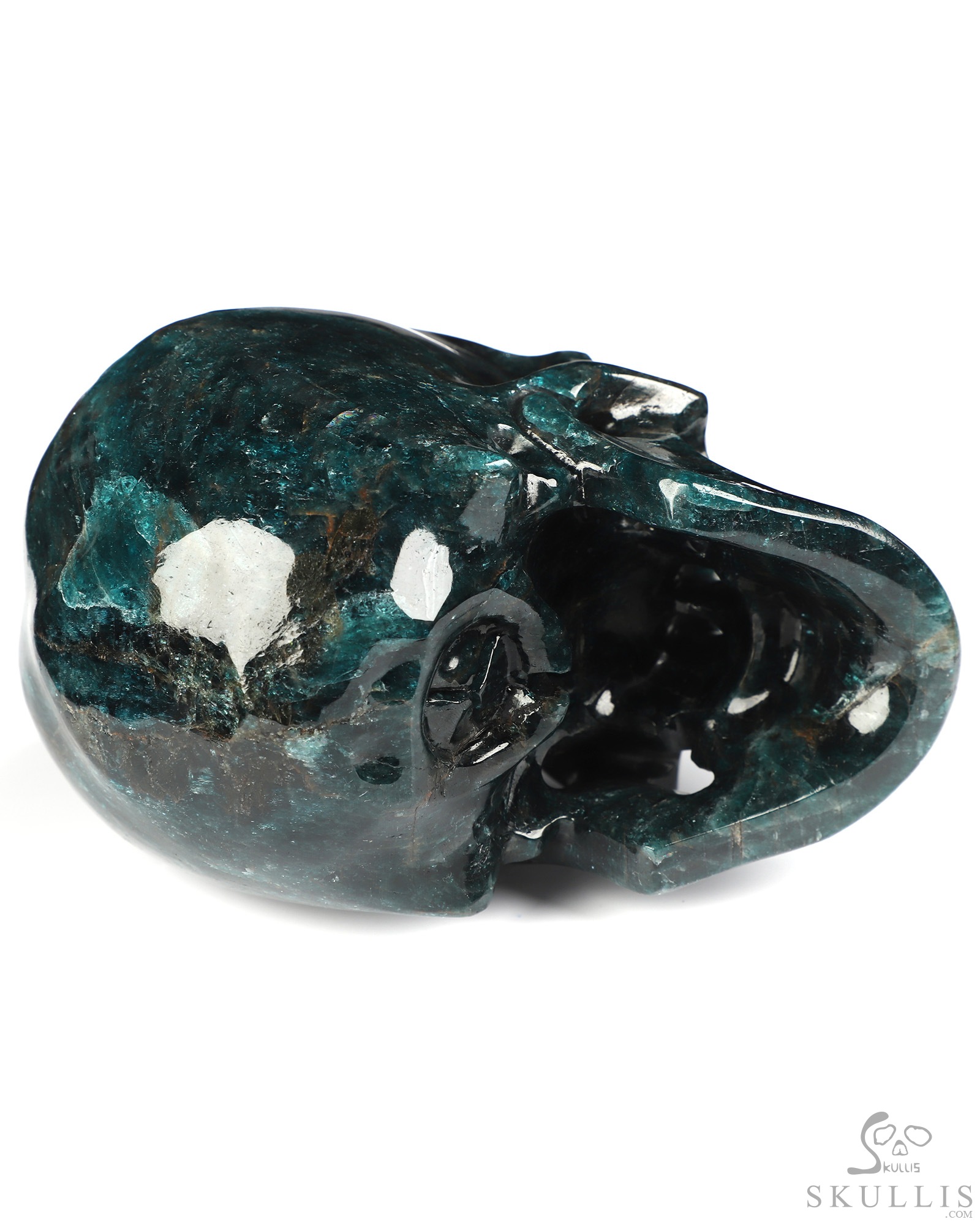 5.4" Blue Apatite Hand Carved Crystal Skull, Super Realistic, Crystal Healing 5.4" Blue Apatite Hand Carved Crystal Skull, Super Realistic, Crystal Healing