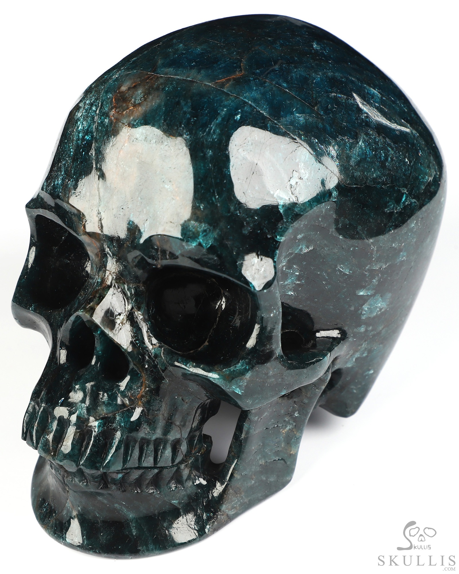 5.4" Blue Apatite Hand Carved Crystal Skull, Super Realistic, Crystal Healing 5.4" Blue Apatite Hand Carved Crystal Skull, Super Realistic, Crystal Healing