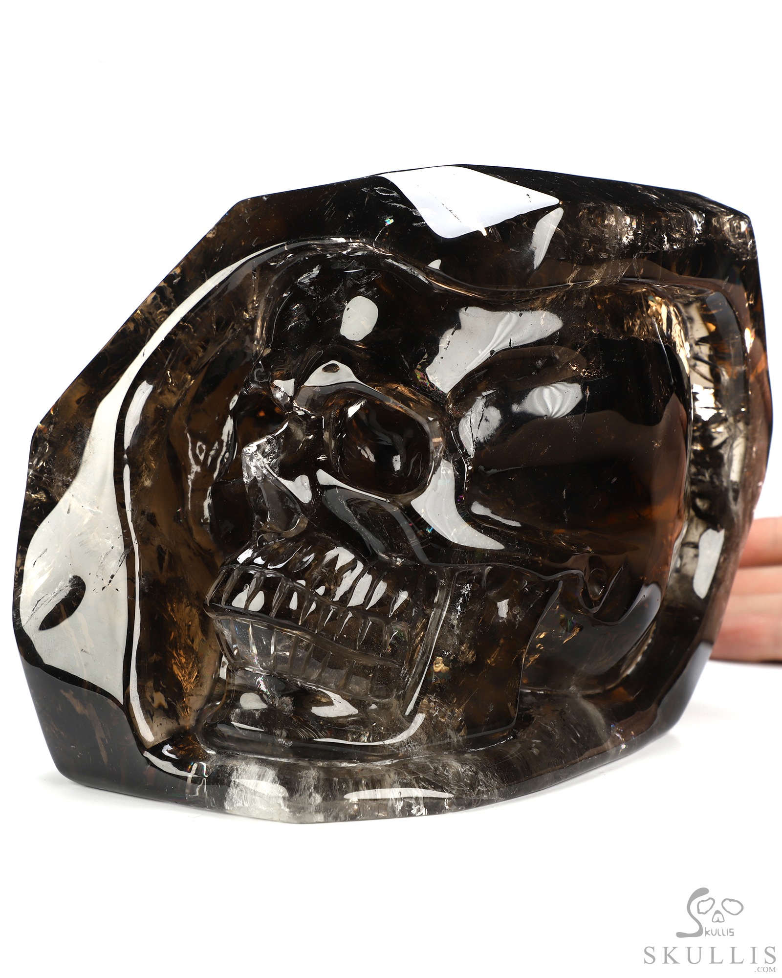 6.5" Smoky Quartz Rock Crystal Hand Carved Crystal Skull Fine Art Sculpture, Crystal Healing 6.5" Smoky Quartz Rock Crystal Hand Carved Crystal Skull Fine Art Sculpture, Crystal Healing
