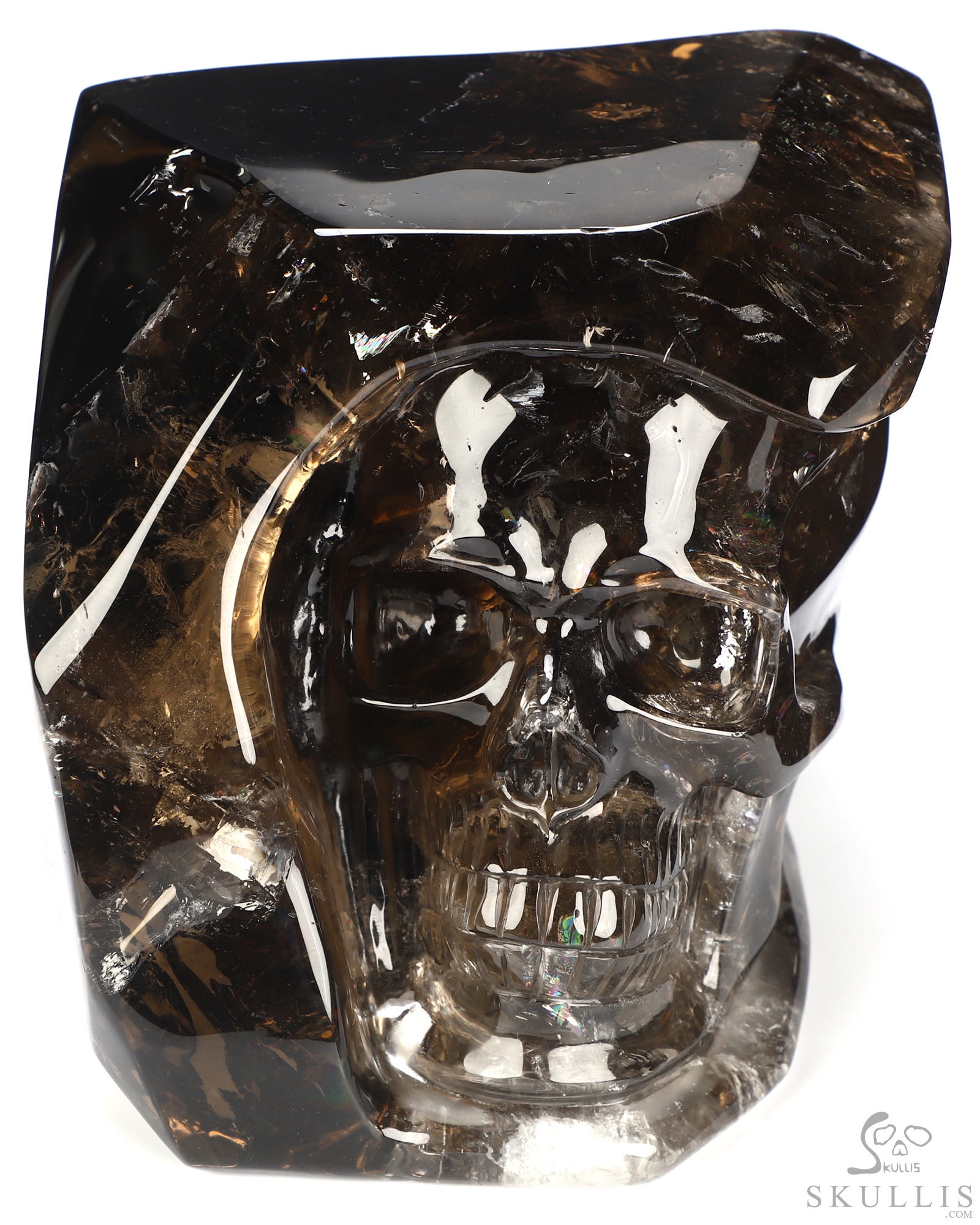 6.5" Smoky Quartz Rock Crystal Hand Carved Crystal Skull Fine Art Sculpture, Crystal Healing 6.5" Smoky Quartz Rock Crystal Hand Carved Crystal Skull Fine Art Sculpture, Crystal Healing