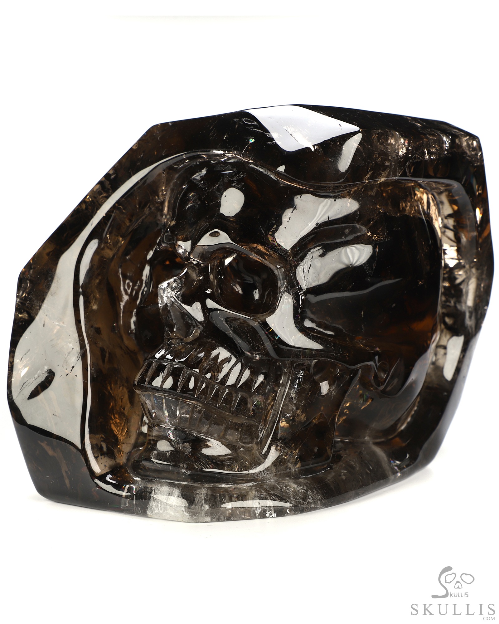 6.5" Smoky Quartz Rock Crystal Hand Carved Crystal Skull Fine Art Sculpture, Crystal Healing 6.5" Smoky Quartz Rock Crystal Hand Carved Crystal Skull Fine Art Sculpture, Crystal Healing