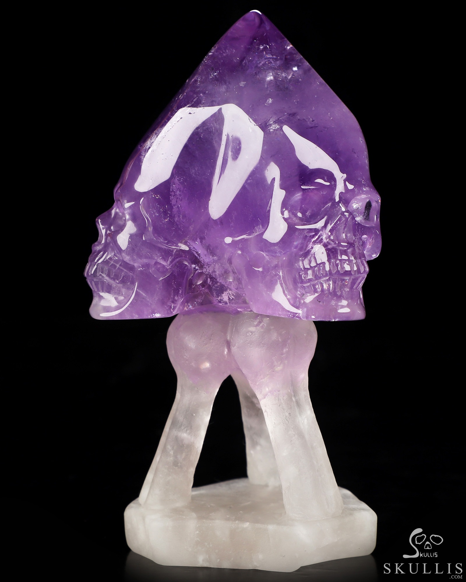 4.6" Amethyst Hand Carved Crystal Skull Sculpture, Crystal Healing 4.6" Amethyst Hand Carved Crystal Skull Sculpture, Crystal Healing