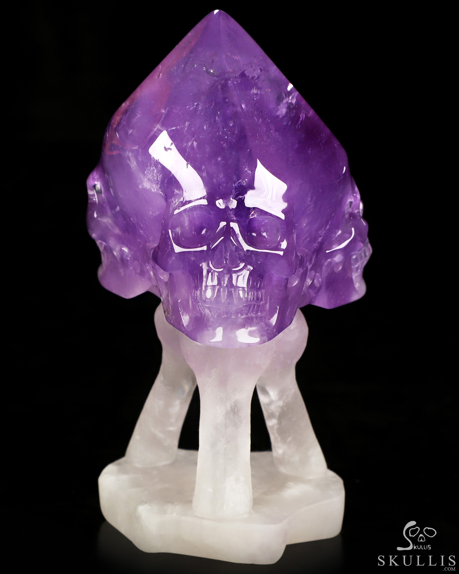 4.6" Amethyst Hand Carved Crystal Skull Sculpture, Crystal Healing 4.6" Amethyst Hand Carved Crystal Skull Sculpture, Crystal Healing