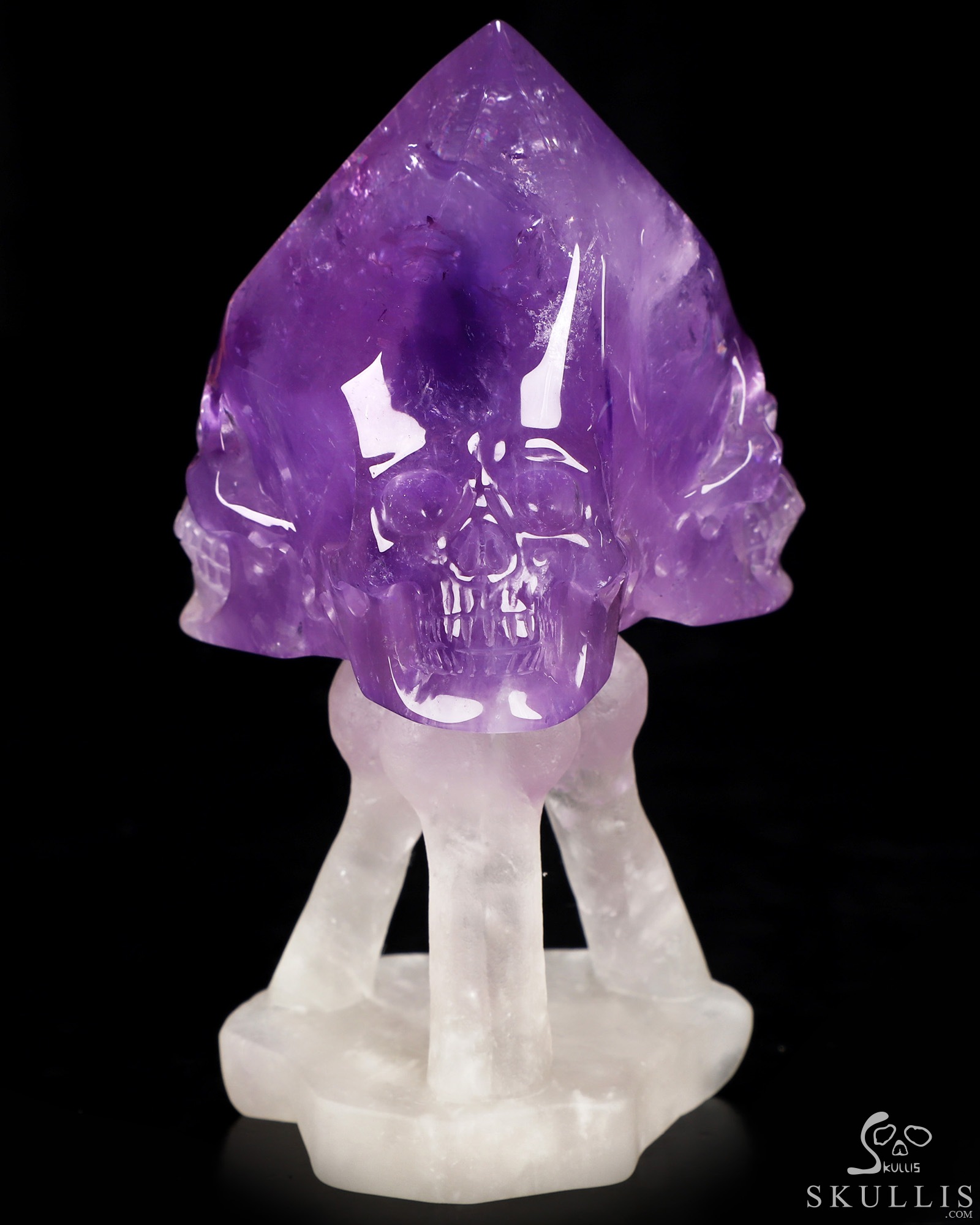 4.6" Amethyst Hand Carved Crystal Skull Sculpture, Crystal Healing 4.6" Amethyst Hand Carved Crystal Skull Sculpture, Crystal Healing
