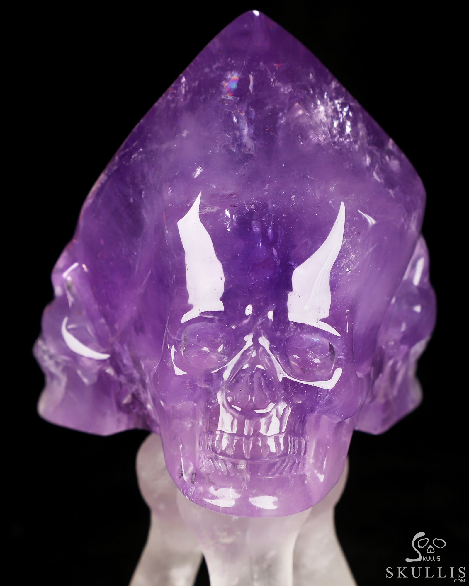 4.6" Amethyst Hand Carved Crystal Skull Sculpture, Crystal Healing 4.6" Amethyst Hand Carved Crystal Skull Sculpture, Crystal Healing