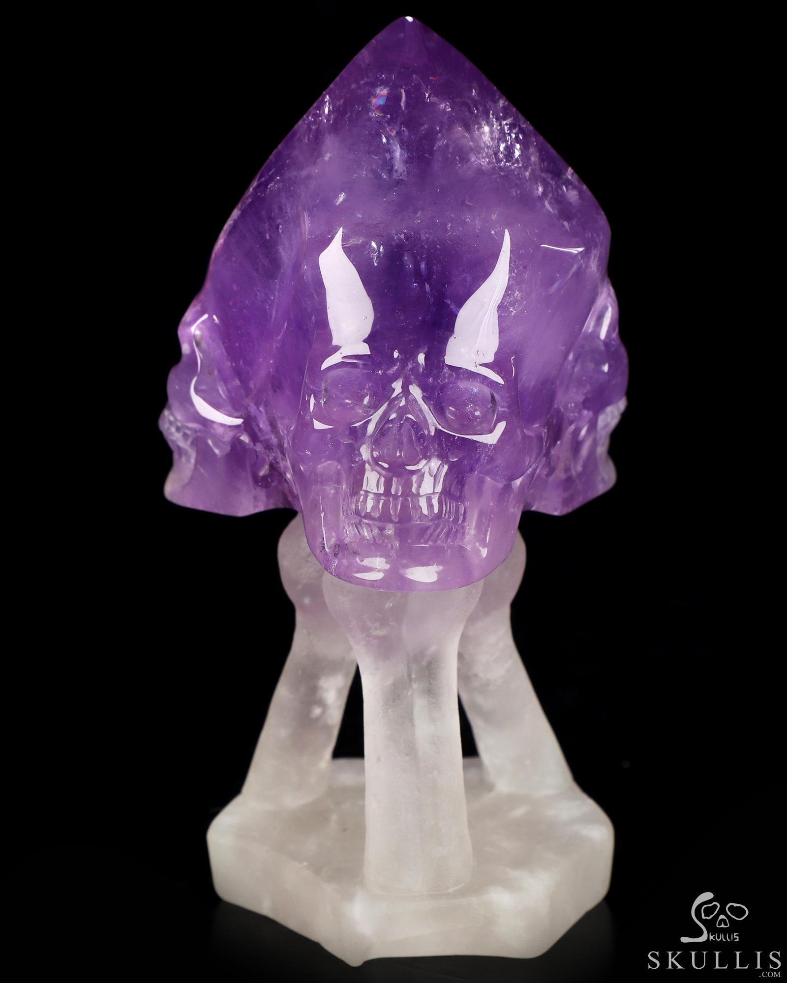 4.6" Amethyst Hand Carved Crystal Skull Sculpture, Crystal Healing 4.6" Amethyst Hand Carved Crystal Skull Sculpture, Crystal Healing