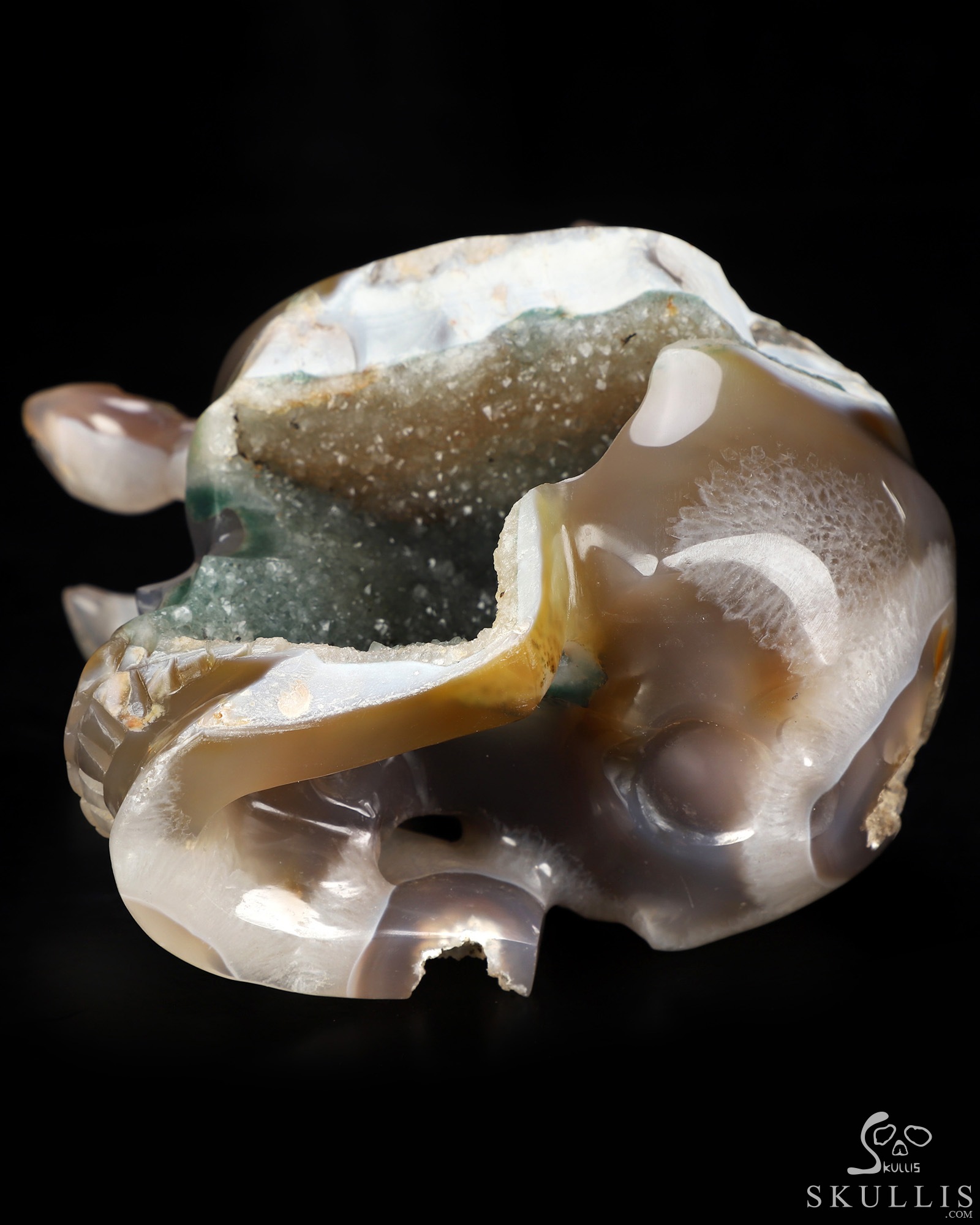 6.5" Agate Geode Hand Carved Crystal Skull and Scorpion Fine Art Sculpture, Crystal Healing 6.5" Agate Geode Hand Carved Crystal Skull and Scorpion Fine Art Sculpture, Crystal Healing