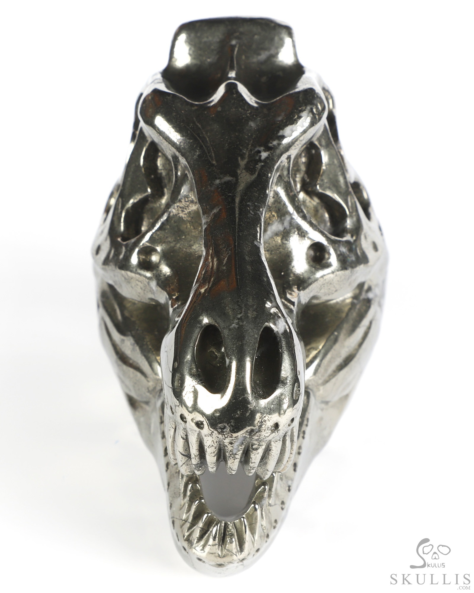 5.2" Pyrite Hand Carved Tyrannosaurus/Dinosaur Crystal Skull Sculpture, Crystal Healing 5.2" Pyrite Hand Carved Tyrannosaurus/Dinosaur Crystal Skull Sculpture, Crystal Healing