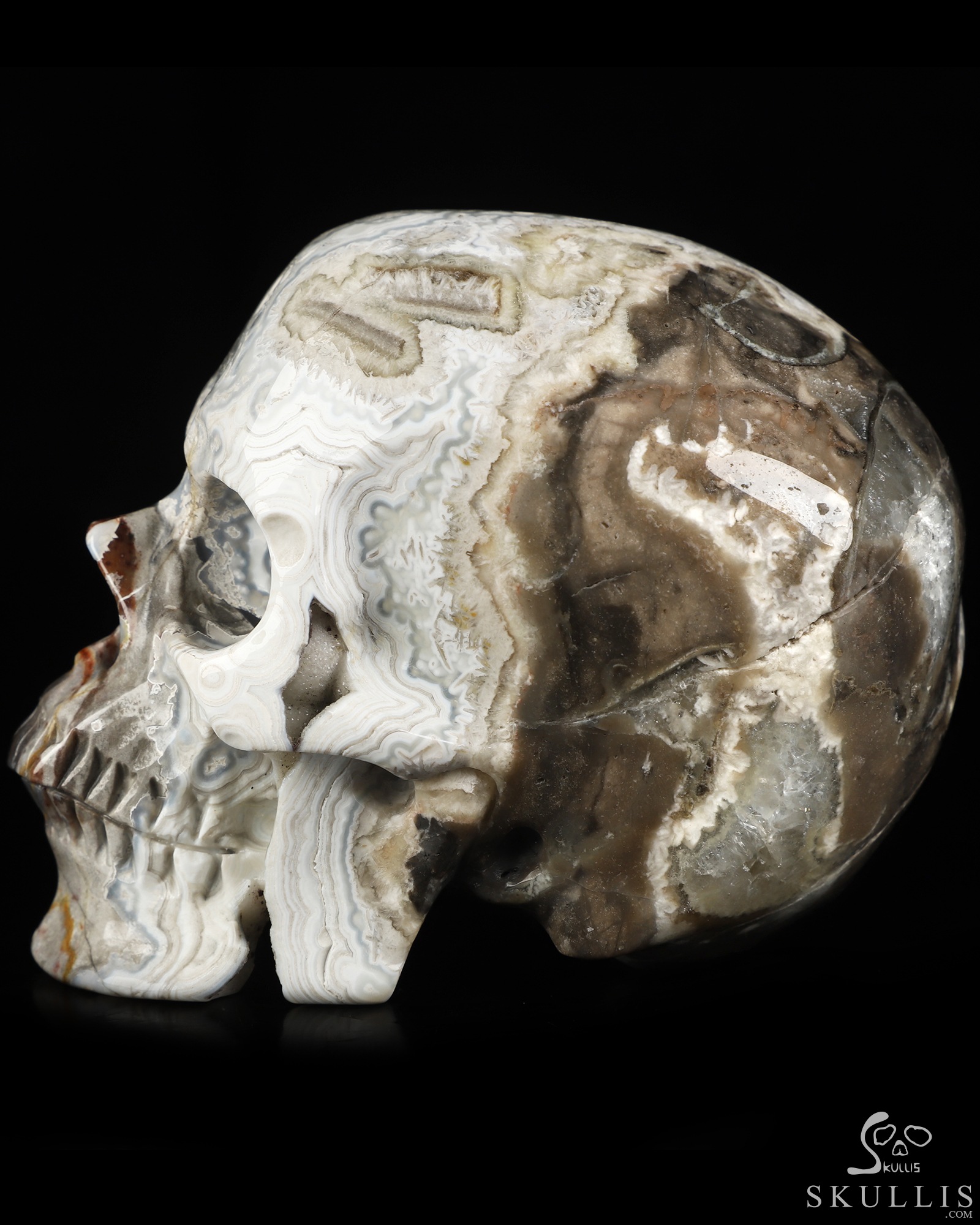 Gemstone 4.2" Red Crazy Lace Agate Hand Carved Crystal Skull, Super Realistic, Crystal Healing Gemstone 4.2" Red Crazy Lace Agate Hand Carved Crystal Skull, Super Realistic, Crystal Healing