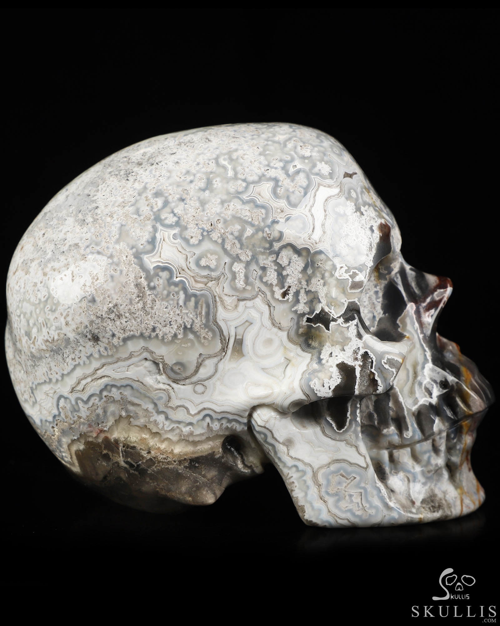 Gemstone 4.2" Red Crazy Lace Agate Hand Carved Crystal Skull, Super Realistic, Crystal Healing Gemstone 4.2" Red Crazy Lace Agate Hand Carved Crystal Skull, Super Realistic, Crystal Healing