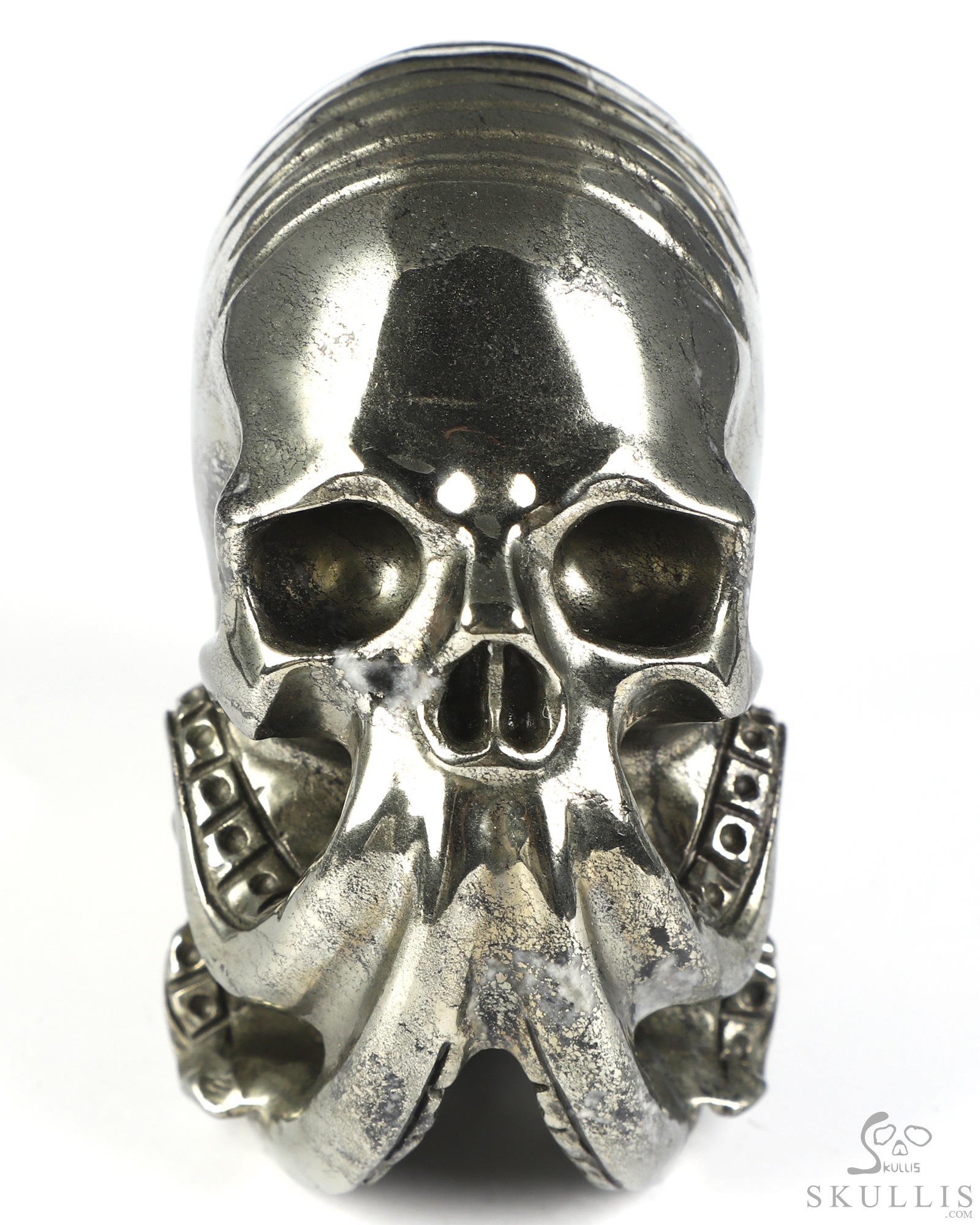 3.5" Pyrite Hand Carved Nautiloid Cthulhu Crystal Skull Sculpture, Crystal Healing 3.5" Pyrite Hand Carved Nautiloid Cthulhu Crystal Skull Sculpture, Crystal Healing