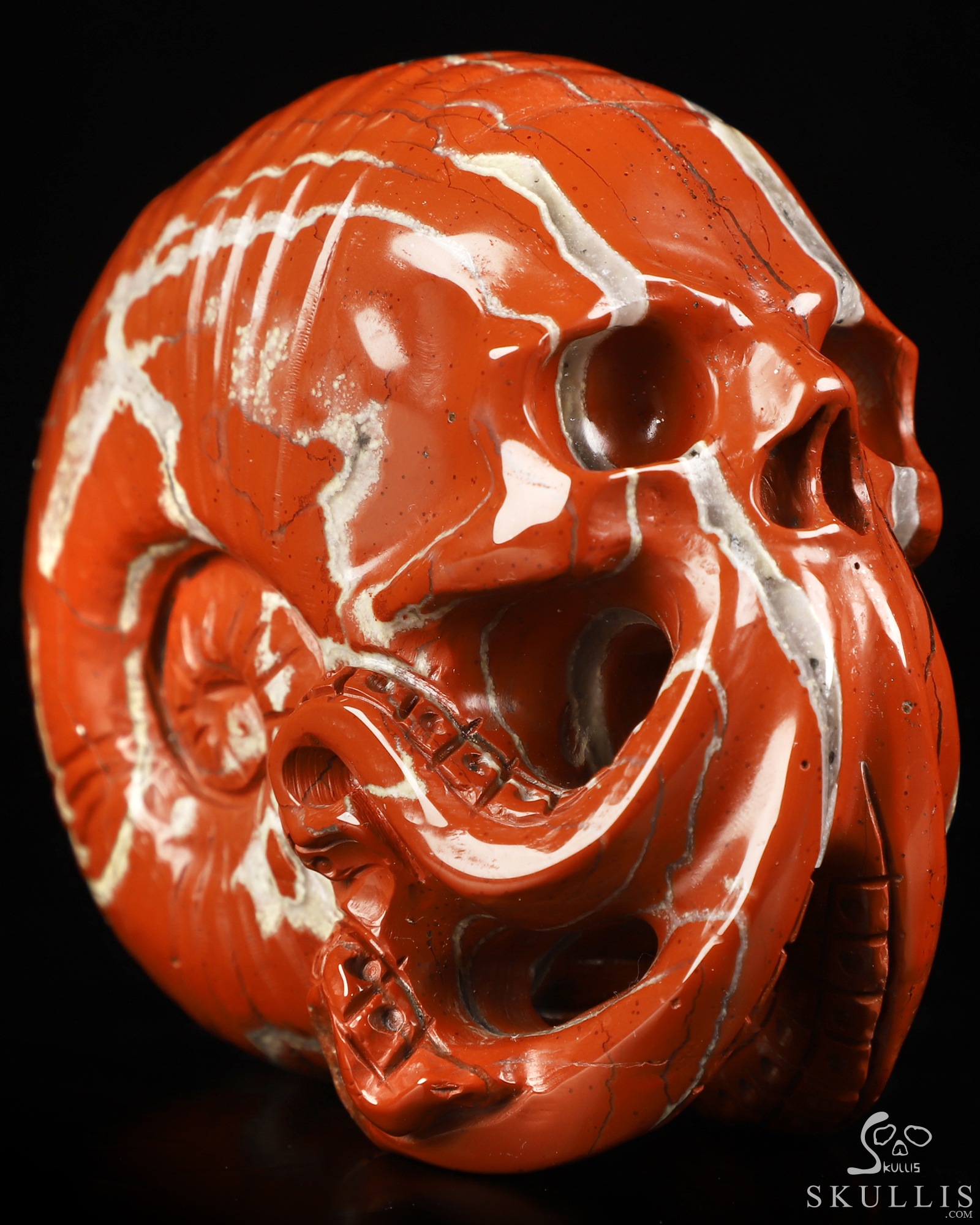 3.5" Red Jasper Hand Carved Nautiloid Cthulhu Crystal Skull Sculpture, Crystal Healing 3.5" Red Jasper Hand Carved Nautiloid Cthulhu Crystal Skull Sculpture, Crystal Healing
