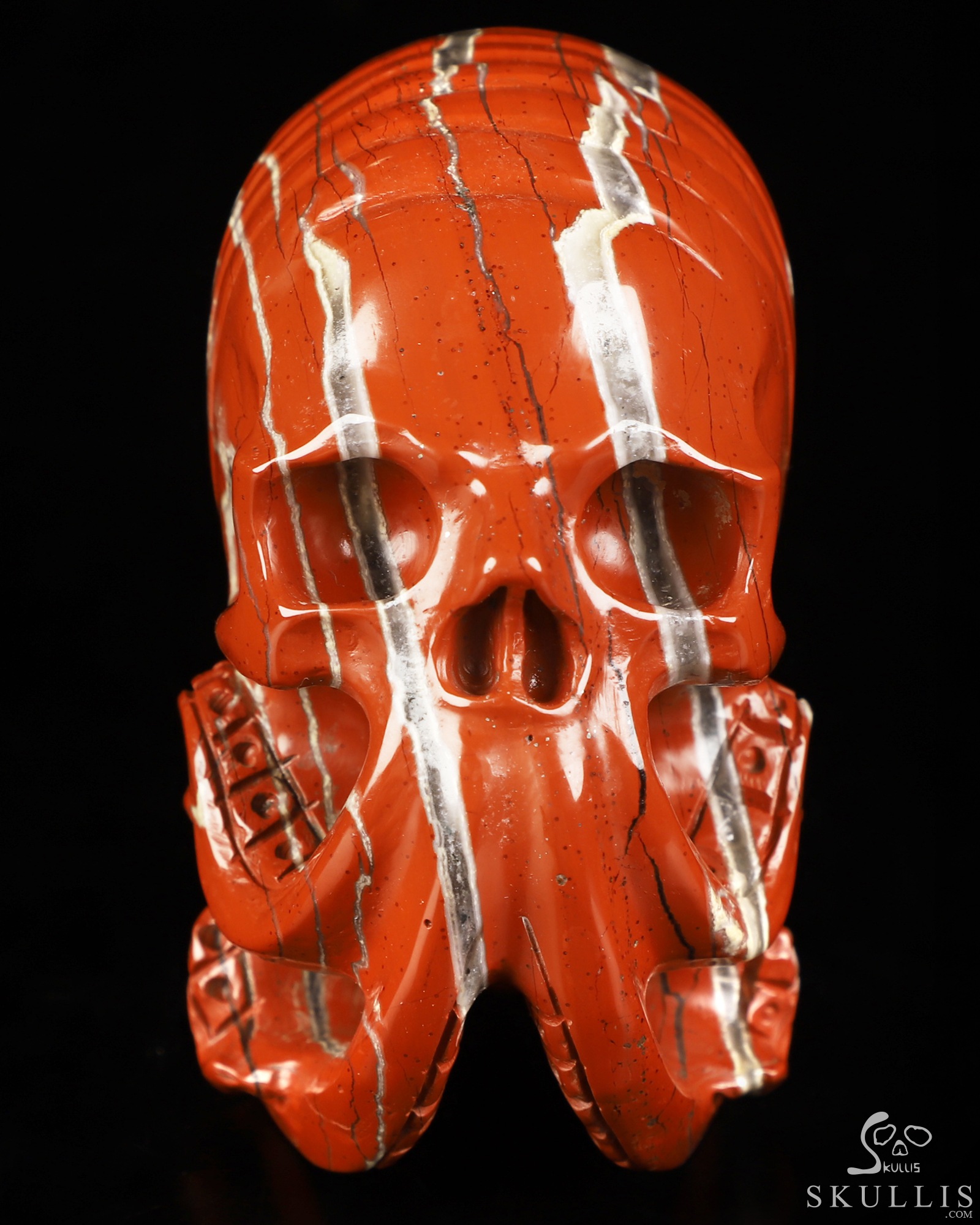 3.5" Red Jasper Hand Carved Nautiloid Cthulhu Crystal Skull Sculpture, Crystal Healing 3.5" Red Jasper Hand Carved Nautiloid Cthulhu Crystal Skull Sculpture, Crystal Healing