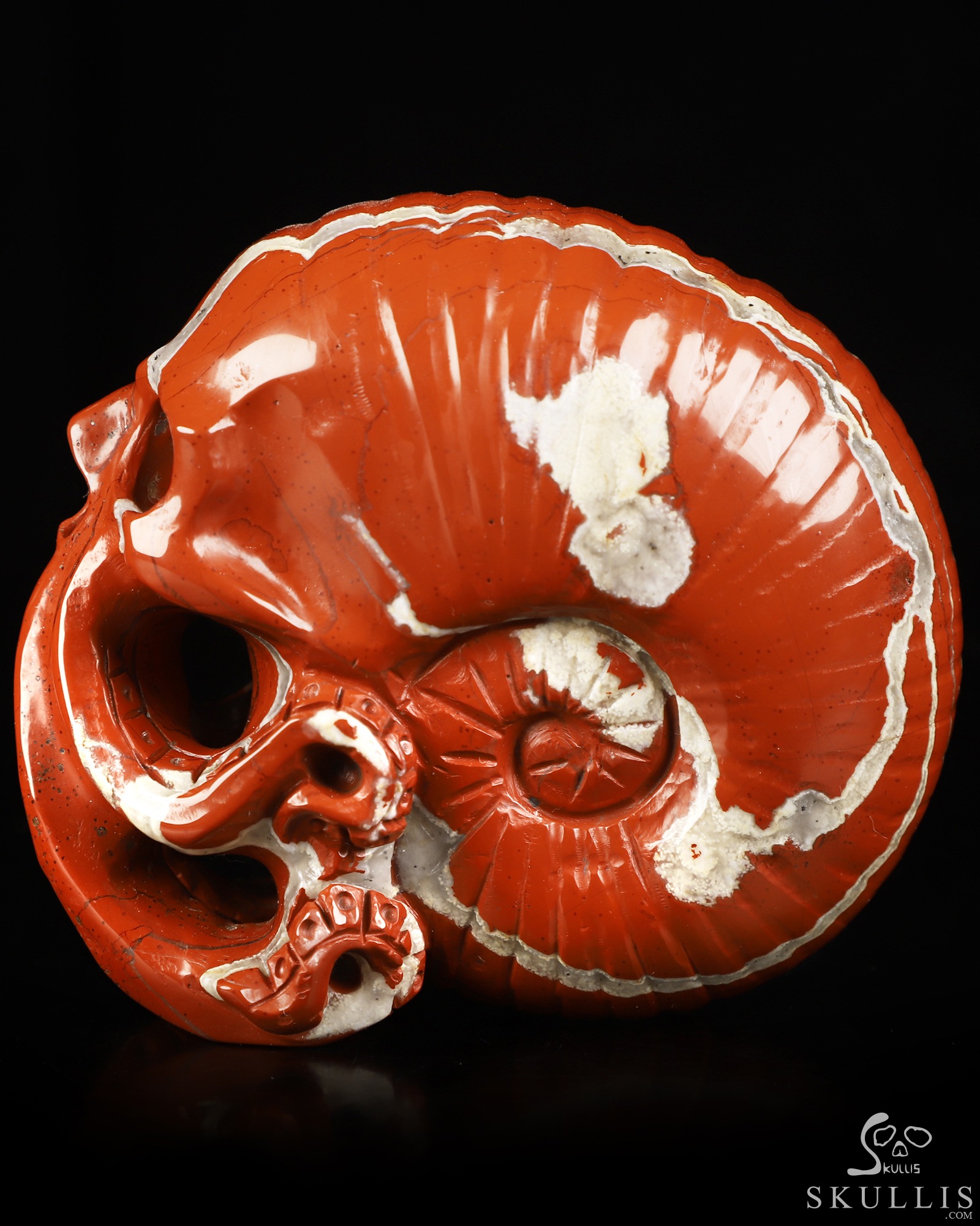 3.5" Red Jasper Hand Carved Nautiloid Cthulhu Crystal Skull Sculpture, Crystal Healing 3.5" Red Jasper Hand Carved Nautiloid Cthulhu Crystal Skull Sculpture, Crystal Healing