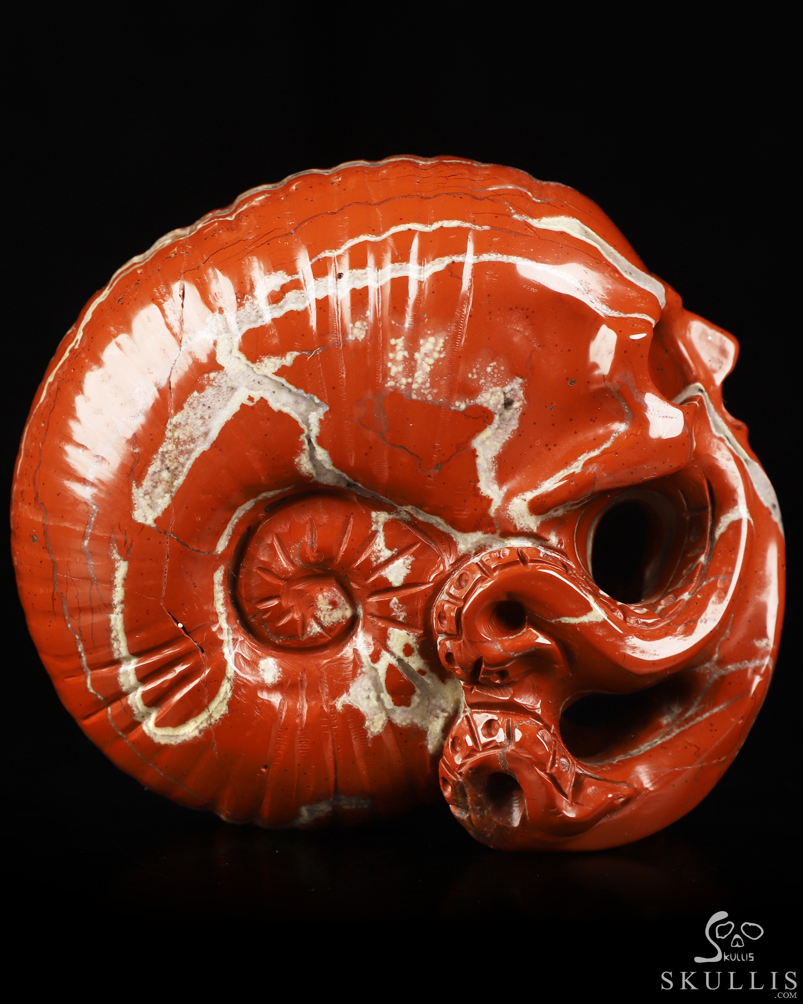 3.5" Red Jasper Hand Carved Nautiloid Cthulhu Crystal Skull Sculpture, Crystal Healing 3.5" Red Jasper Hand Carved Nautiloid Cthulhu Crystal Skull Sculpture, Crystal Healing