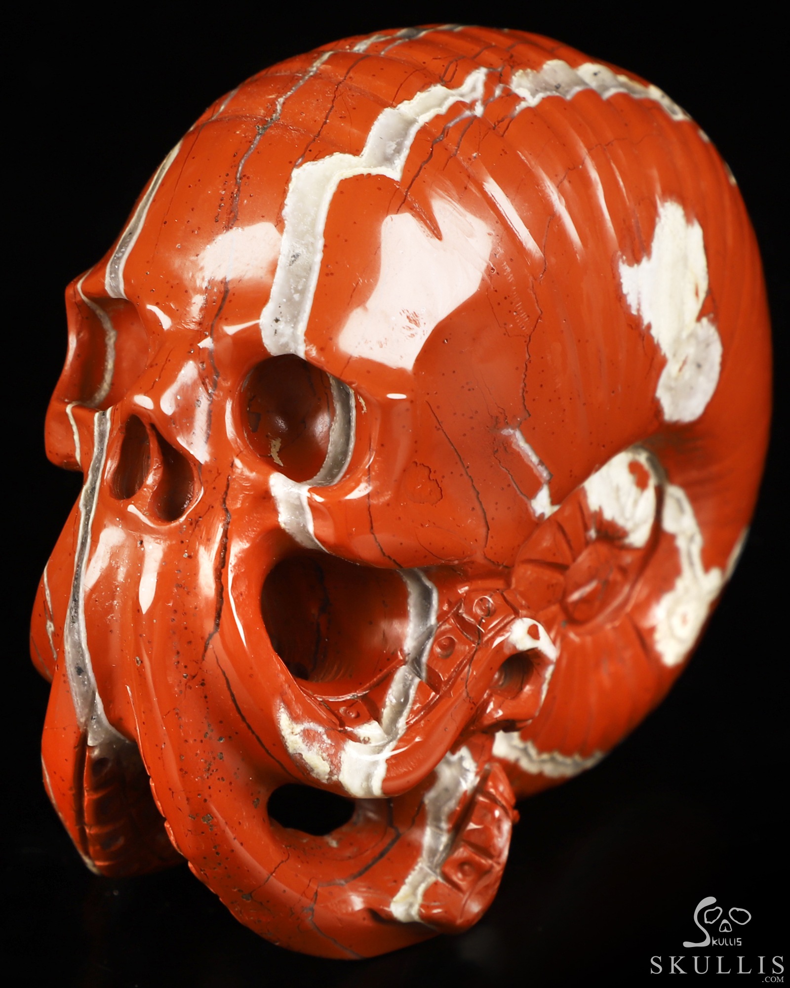 3.5" Red Jasper Hand Carved Nautiloid Cthulhu Crystal Skull Sculpture, Crystal Healing 3.5" Red Jasper Hand Carved Nautiloid Cthulhu Crystal Skull Sculpture, Crystal Healing