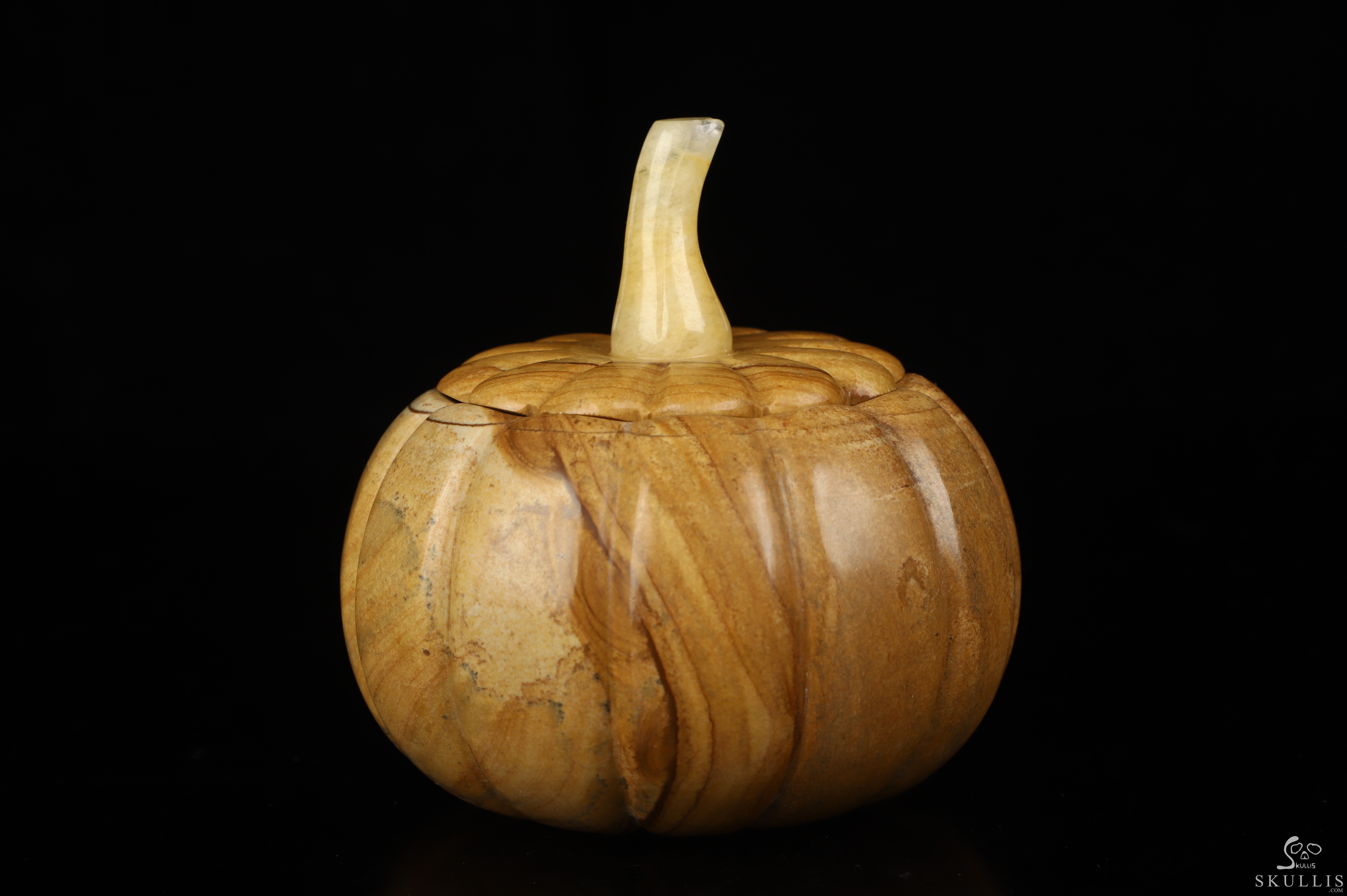 4.0" Picture Jasper Hand Carved Hollow Jack-O'-Lantern Pumpkin Crystal Skull Sculpture, Crystal Healing 4.0" Picture Jasper Hand Carved Hollow Jack-O'-Lantern Pumpkin Crystal Skull Sculpture, Crystal Healing
