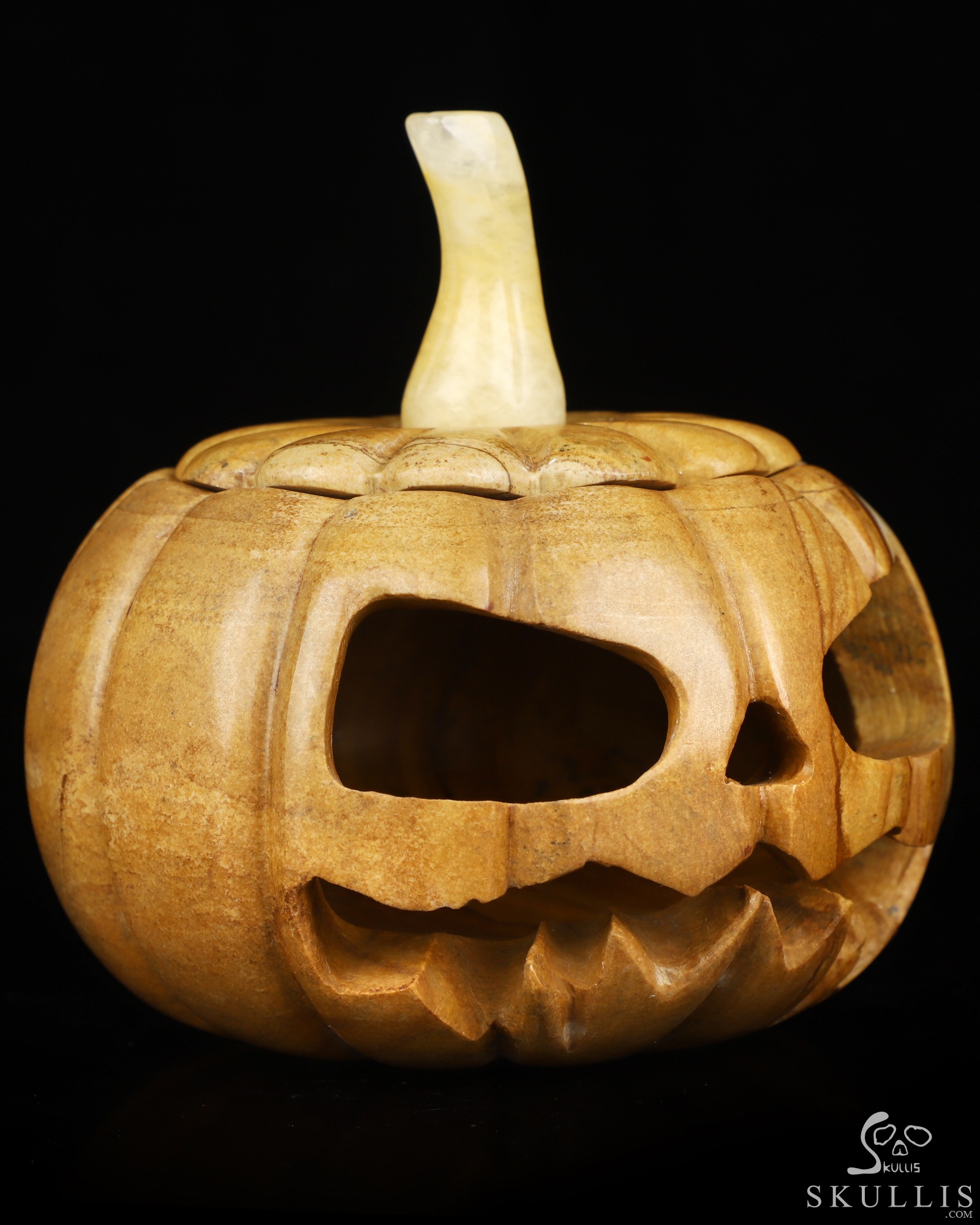 4.0" Picture Jasper Hand Carved Hollow Jack-O'-Lantern Pumpkin Crystal Skull Sculpture, Crystal Healing 4.0" Picture Jasper Hand Carved Hollow Jack-O'-Lantern Pumpkin Crystal Skull Sculpture, Crystal Healing