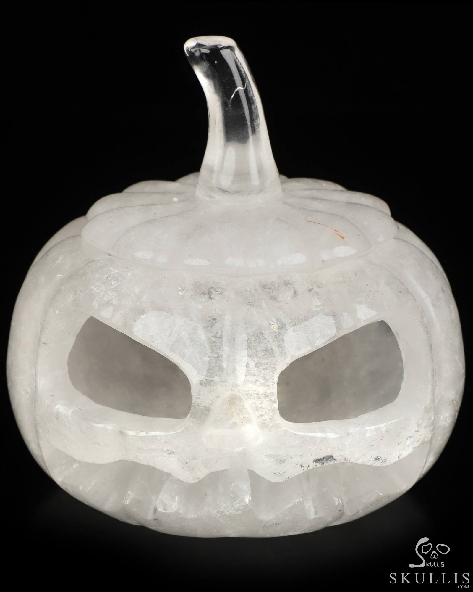 4.1" Quartz Rock Crystal Hand Carved Hollow Jack-O'-Lantern Pumpkin Crystal Skull Sculpture, Crystal Healing 4.1" Quartz Rock Crystal Hand Carved Hollow Jack-O'-Lantern Pumpkin Crystal Skull Sculpture, Crystal Healing