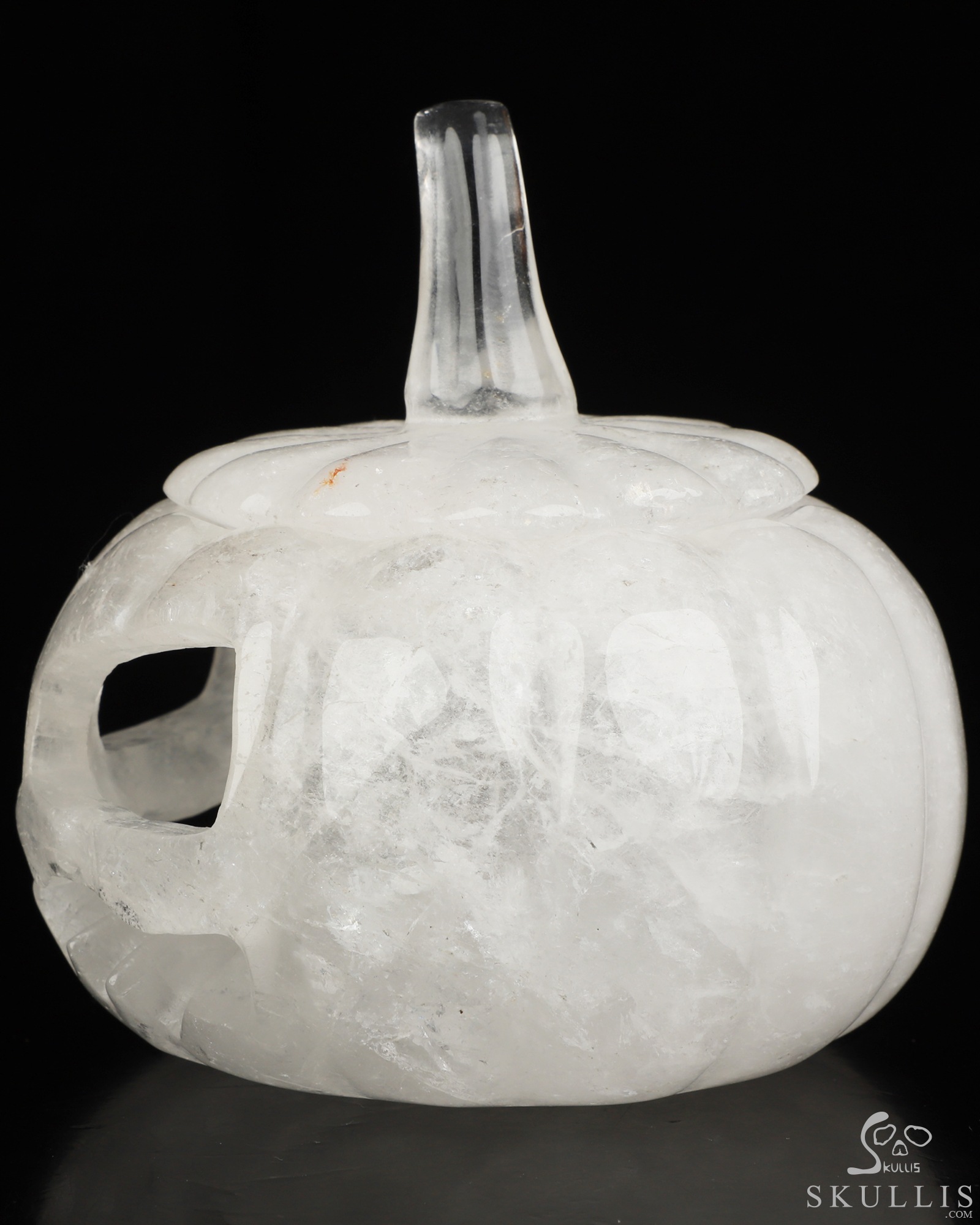 4.1" Quartz Rock Crystal Hand Carved Hollow Jack-O'-Lantern Pumpkin Crystal Skull Sculpture, Crystal Healing 4.1" Quartz Rock Crystal Hand Carved Hollow Jack-O'-Lantern Pumpkin Crystal Skull Sculpture, Crystal Healing