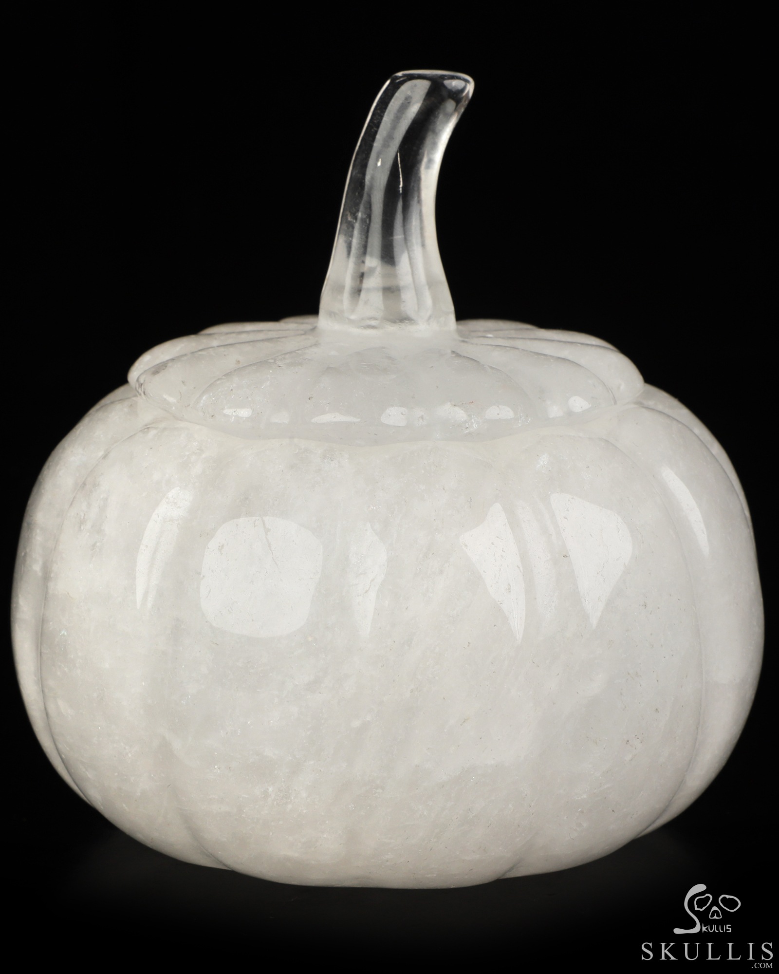 4.1" Quartz Rock Crystal Hand Carved Hollow Jack-O'-Lantern Pumpkin Crystal Skull Sculpture, Crystal Healing 4.1" Quartz Rock Crystal Hand Carved Hollow Jack-O'-Lantern Pumpkin Crystal Skull Sculpture, Crystal Healing