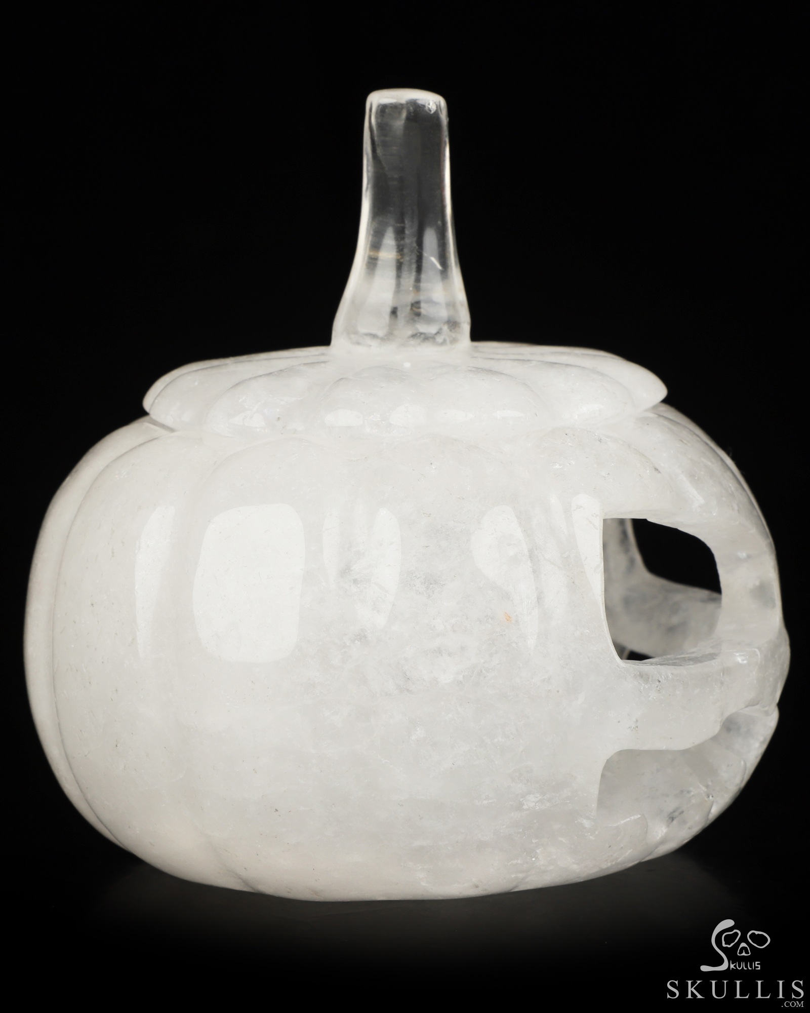 4.1" Quartz Rock Crystal Hand Carved Hollow Jack-O'-Lantern Pumpkin Crystal Skull Sculpture, Crystal Healing 4.1" Quartz Rock Crystal Hand Carved Hollow Jack-O'-Lantern Pumpkin Crystal Skull Sculpture, Crystal Healing