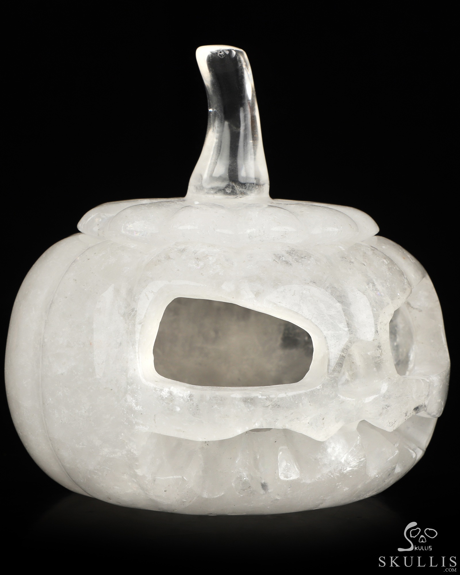 4.1" Quartz Rock Crystal Hand Carved Hollow Jack-O'-Lantern Pumpkin Crystal Skull Sculpture, Crystal Healing 4.1" Quartz Rock Crystal Hand Carved Hollow Jack-O'-Lantern Pumpkin Crystal Skull Sculpture, Crystal Healing