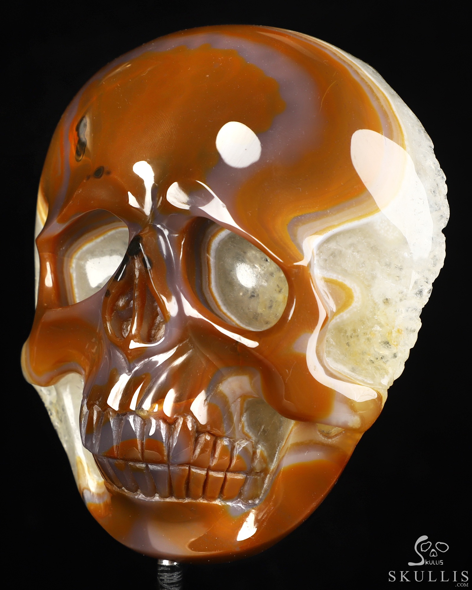5.1" Premium Brazilian Agate Geode Hand Carved Crystal Skull Fine Art Sculpture, Crystal Healing 5.1" Premium Brazilian Agate Geode Hand Carved Crystal Skull Fine Art Sculpture, Crystal Healing
