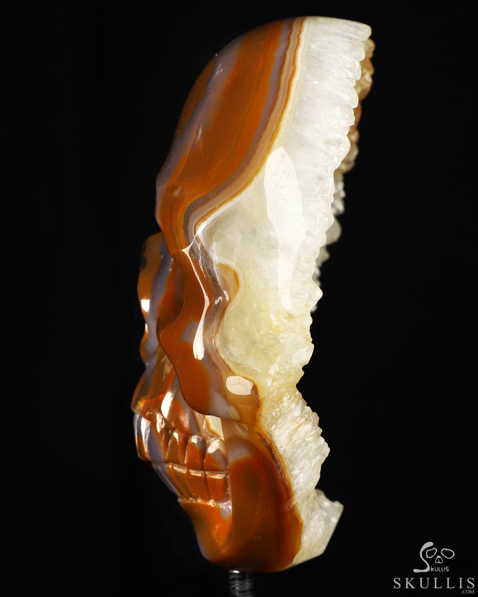 5.1" Premium Brazilian Agate Geode Hand Carved Crystal Skull Fine Art Sculpture, Crystal Healing 5.1" Premium Brazilian Agate Geode Hand Carved Crystal Skull Fine Art Sculpture, Crystal Healing
